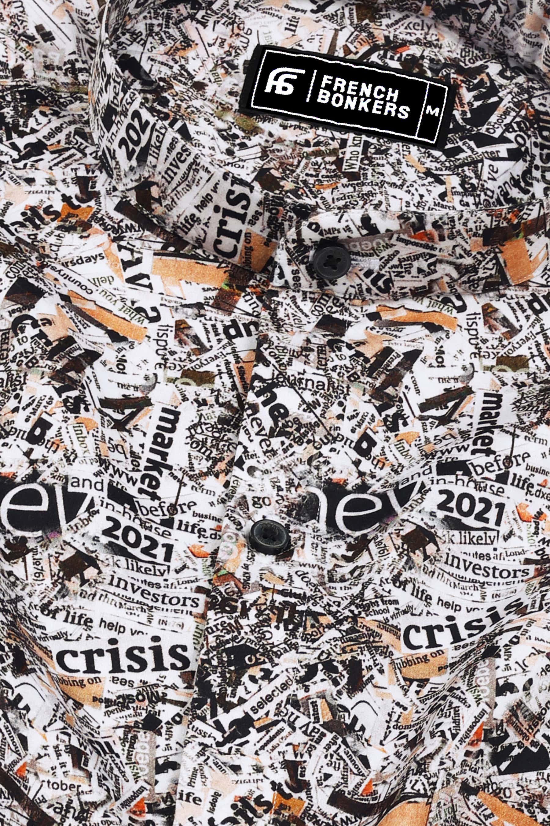 Multicolor Newspaper Printed Cotton Shirt