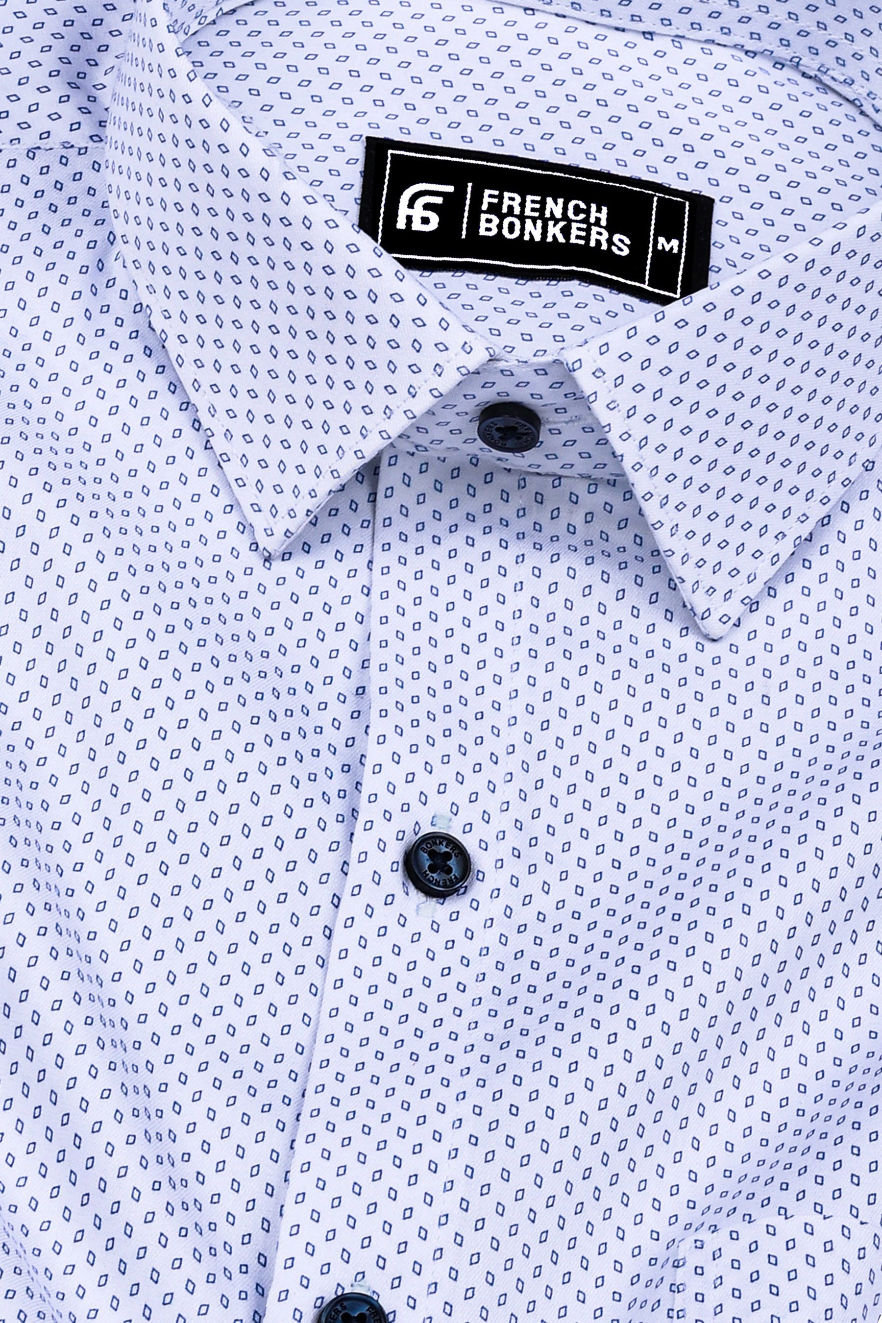 White with Blue Rhombus Shape Printed shirt