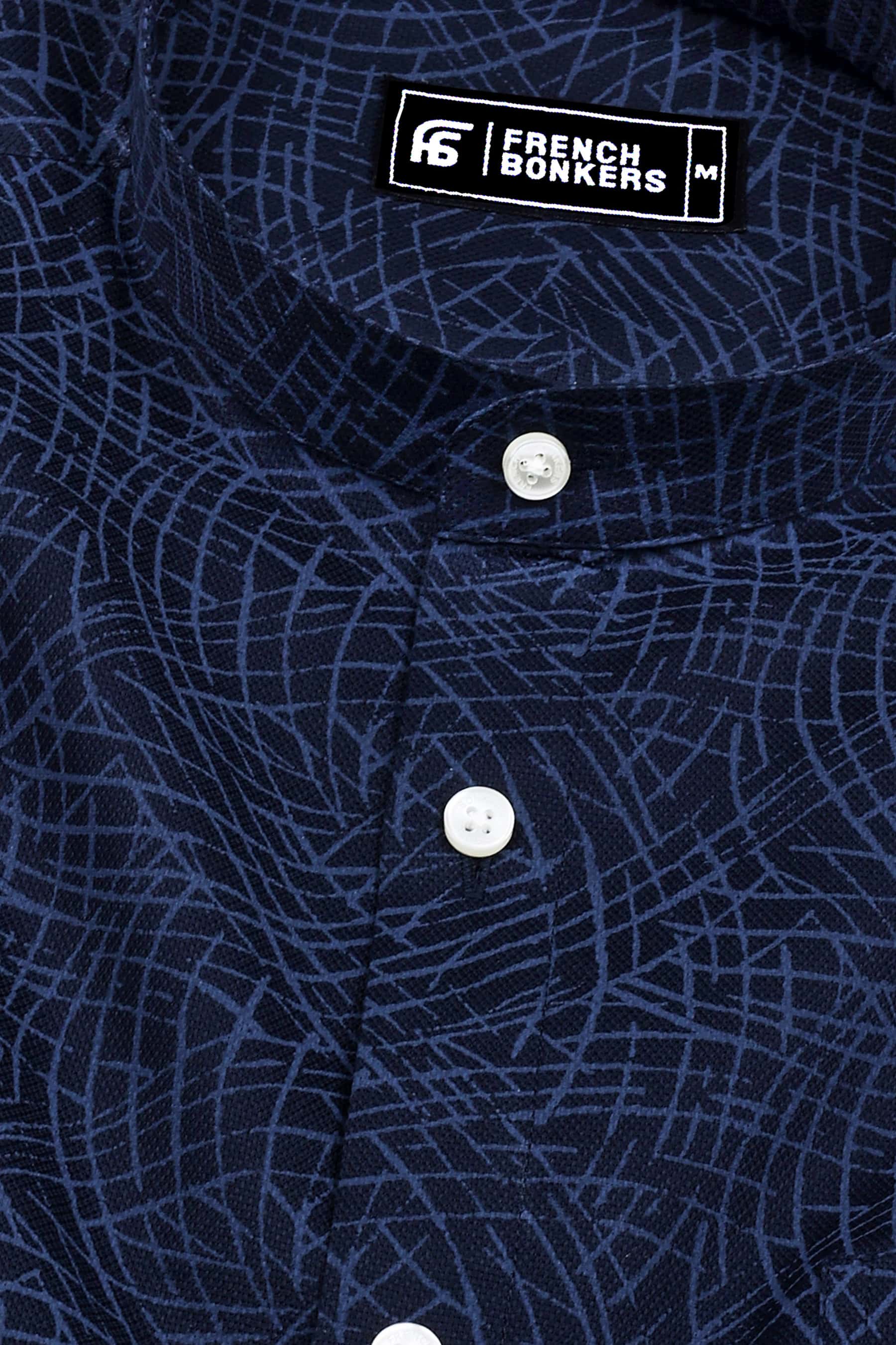 Blue Random Line Printed Shirt