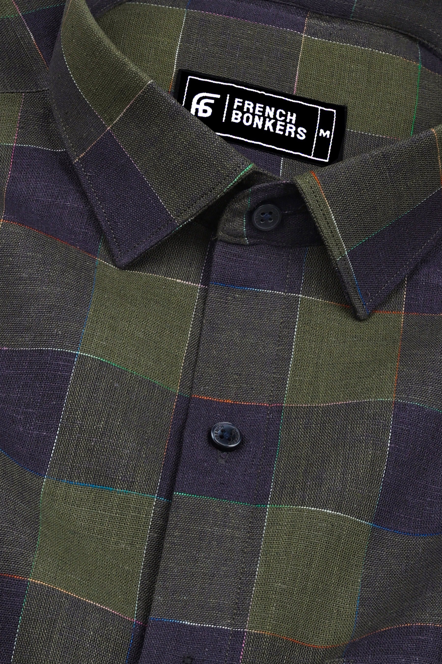 Green With Grey Check Cotton Shirt