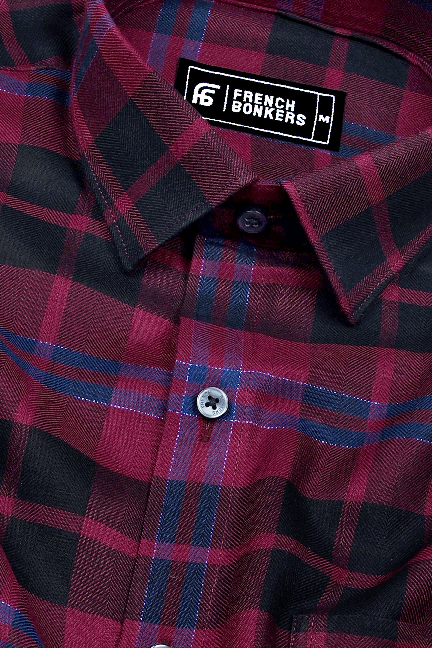 Merlot Maroon with Black Party wear cotton Shirt