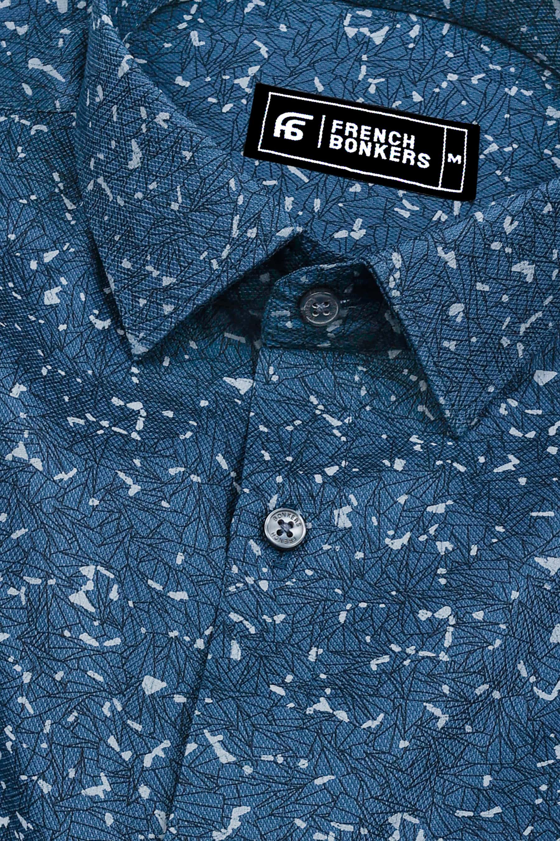 Blue With Gray Sprinkle Printed Shirt