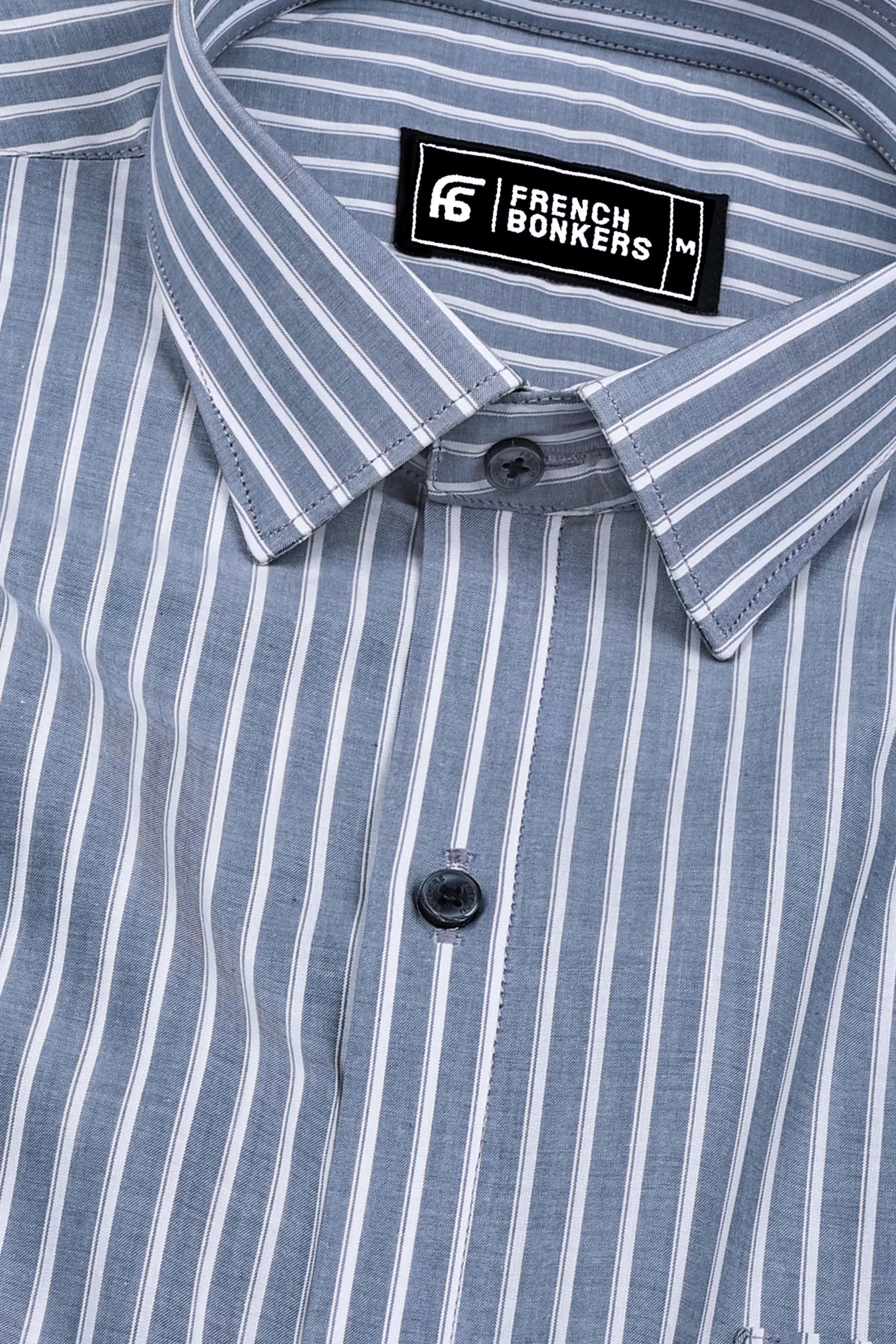 Smoke Grey With White regency Stripe Shirt