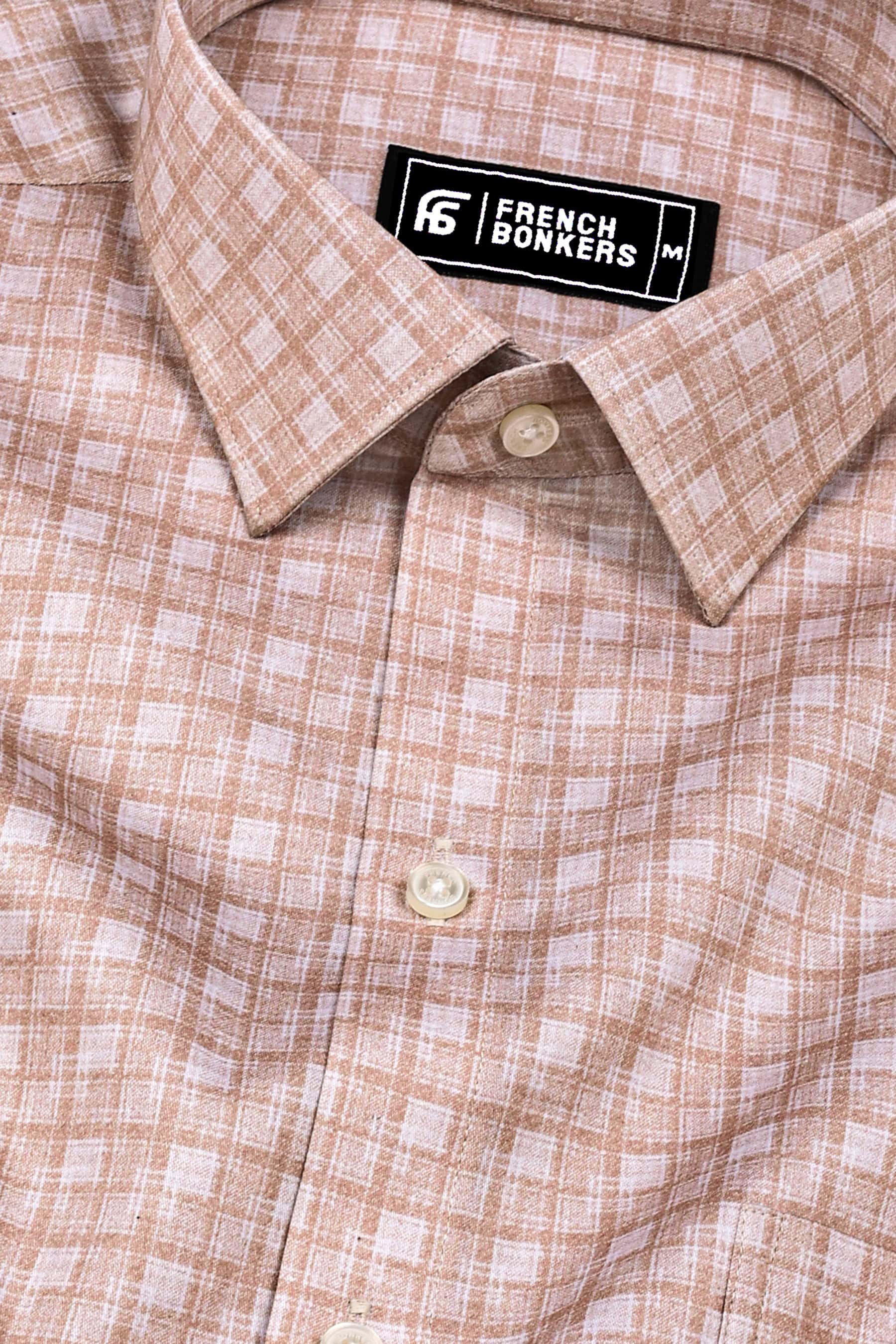 Desert Sand Check Pattern Printed Cotton Shirt