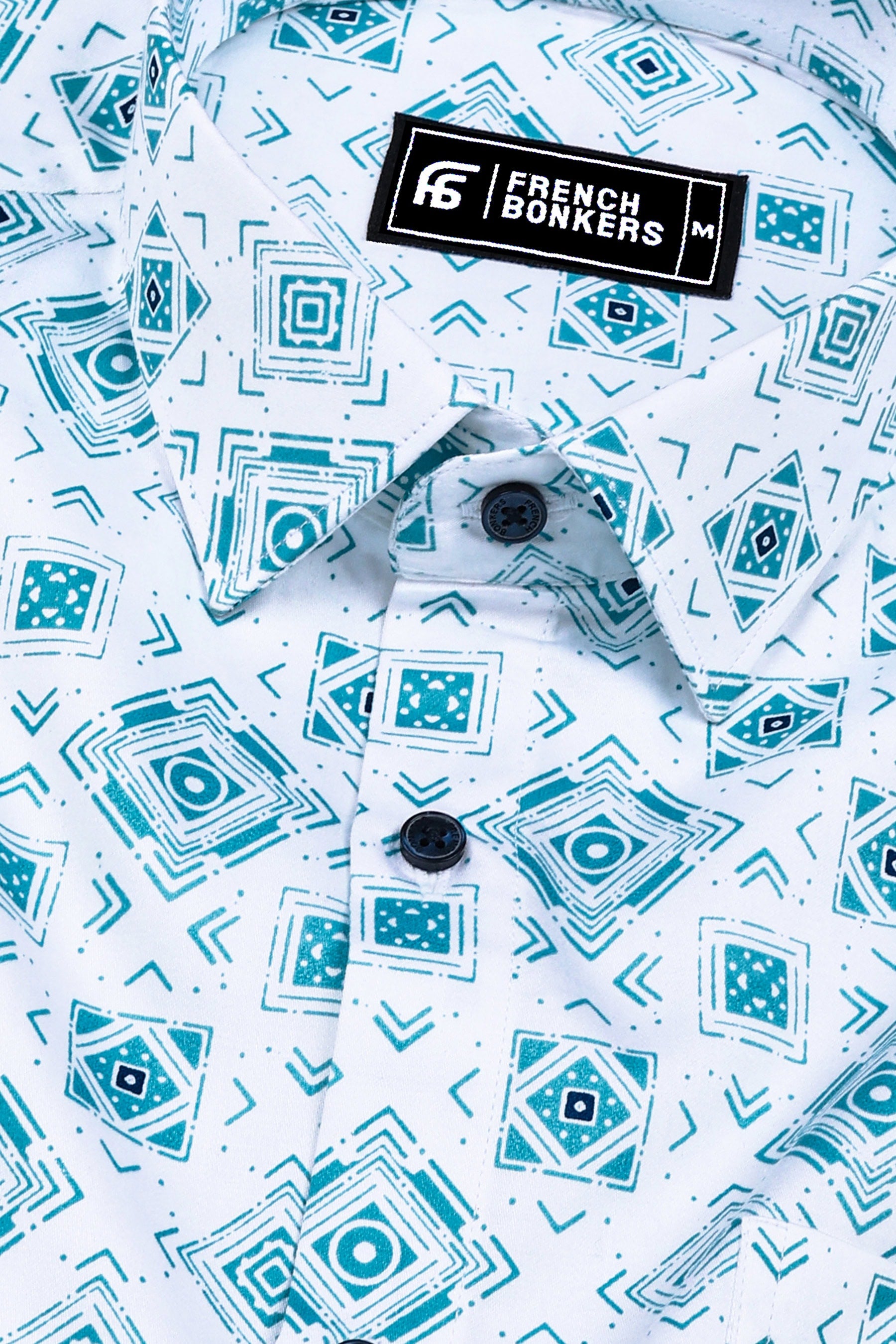 White With Blue Square Printed Shirt