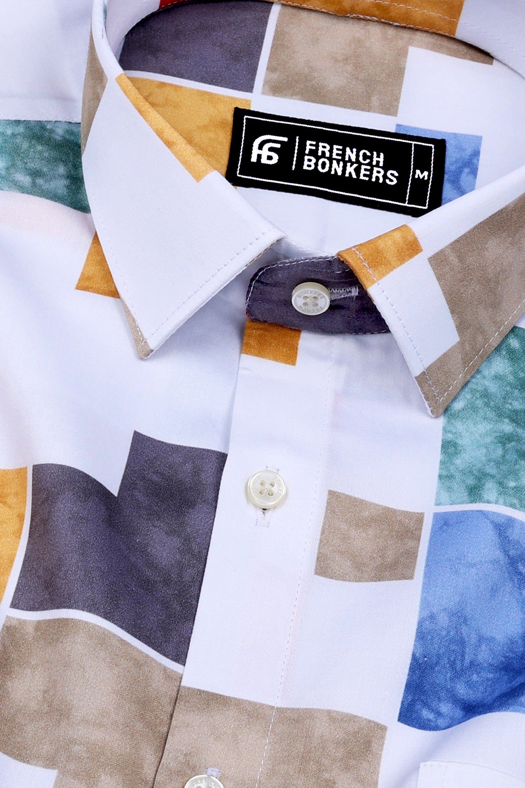 White With Multi Colour Box Printed Shirt