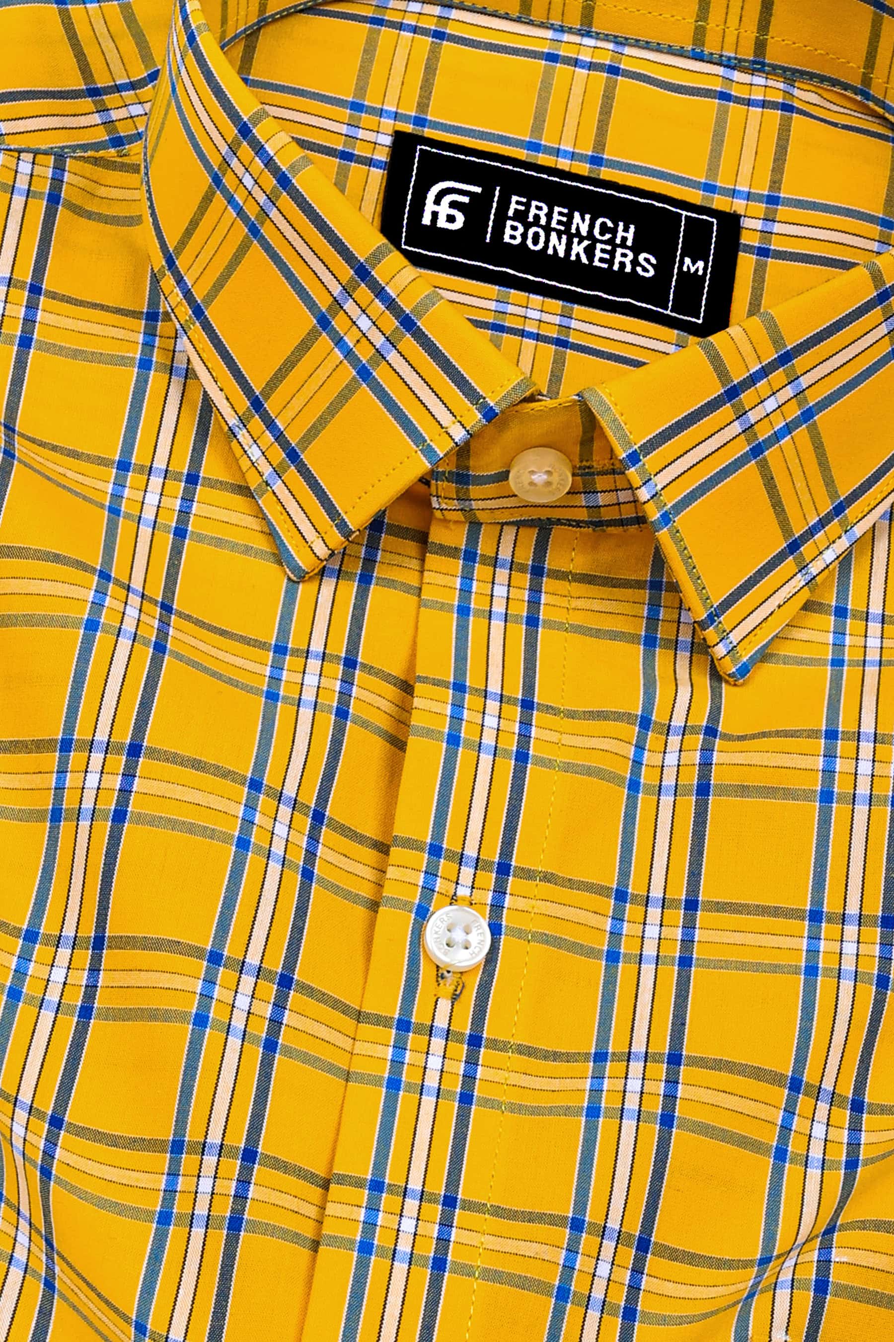 Lemon Yellow with Blue Poplin Check Shirt