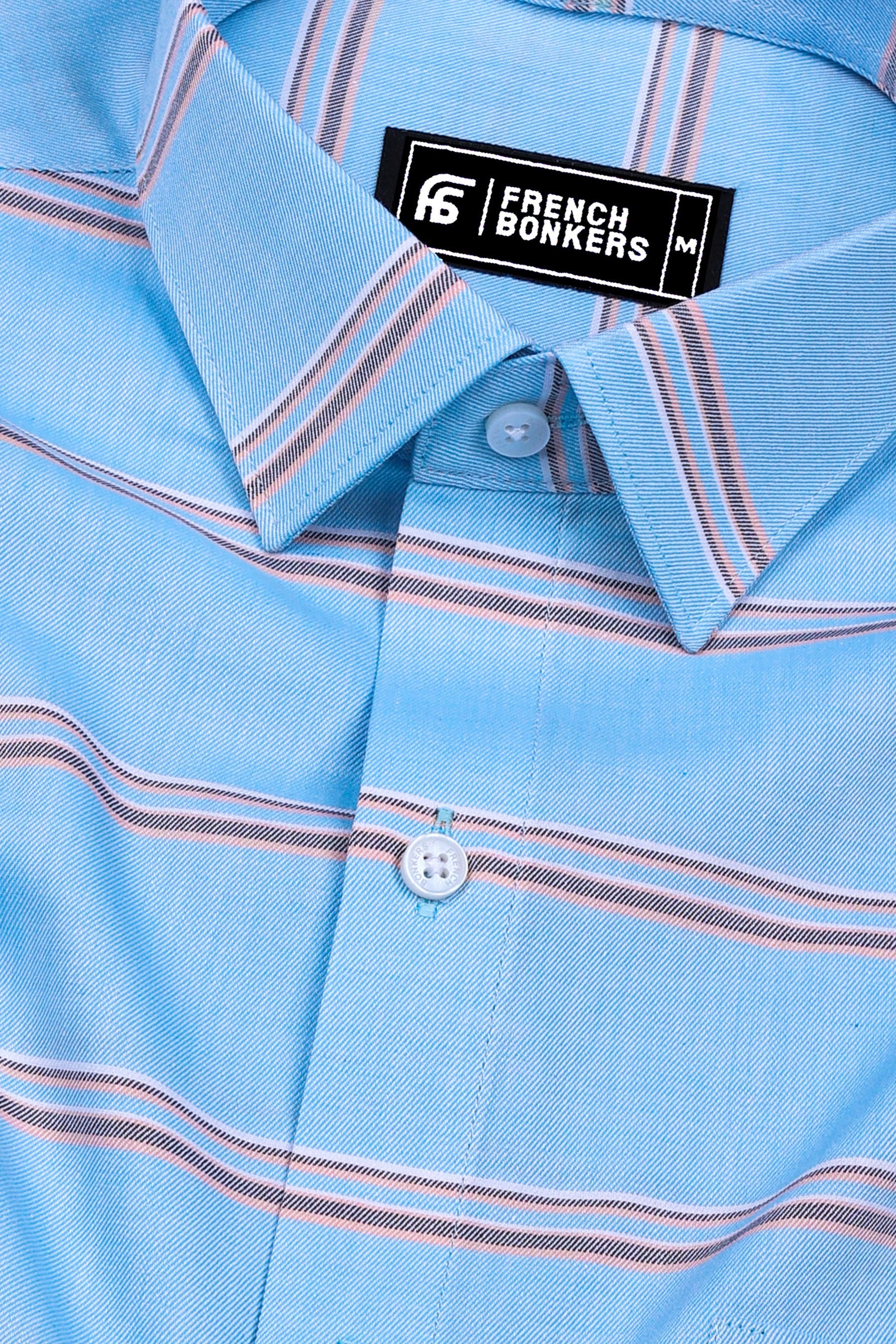 Pacific Blue with Black Twill Stripe Shirt