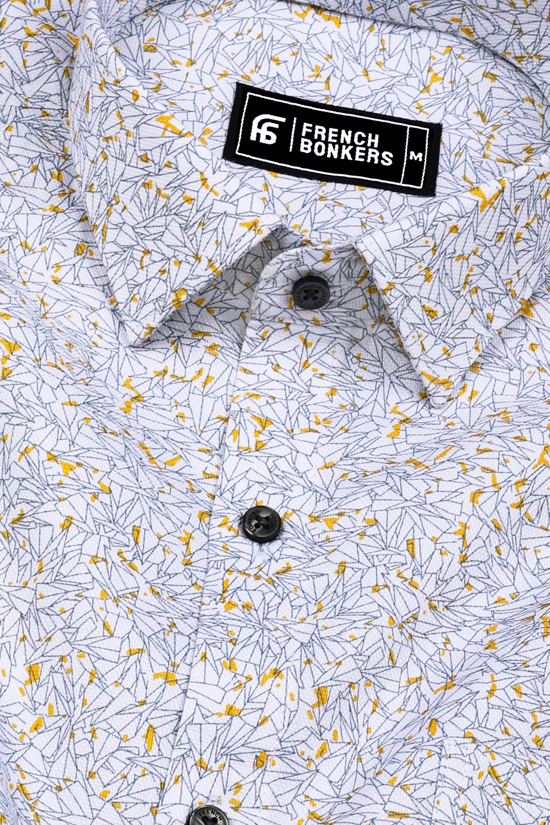 White With Yellow Sprinkle Printed Shirt
