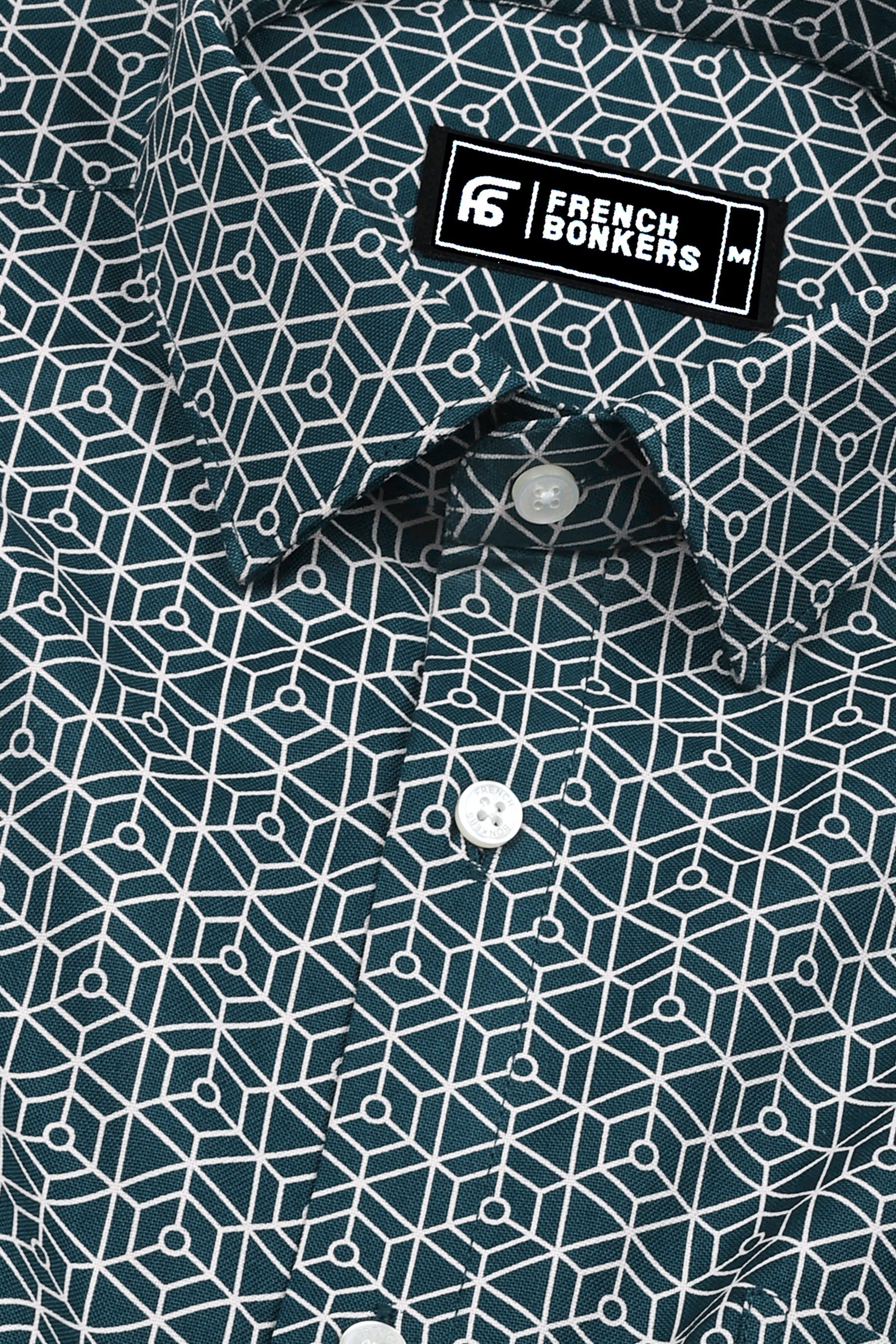 Rama Green Multi Hexagon Printed Shirt