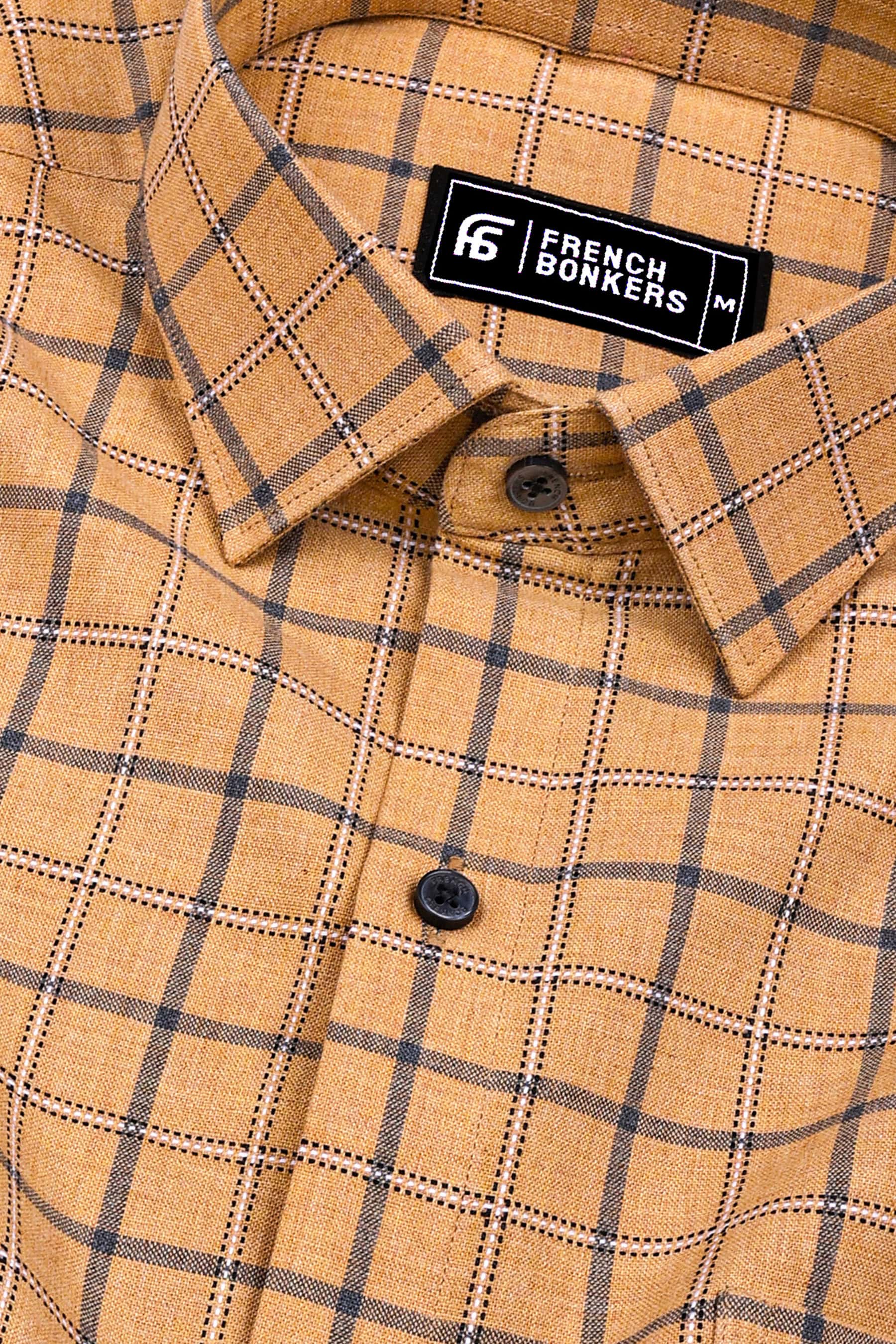Biscuit Cream With Black Check Shirt