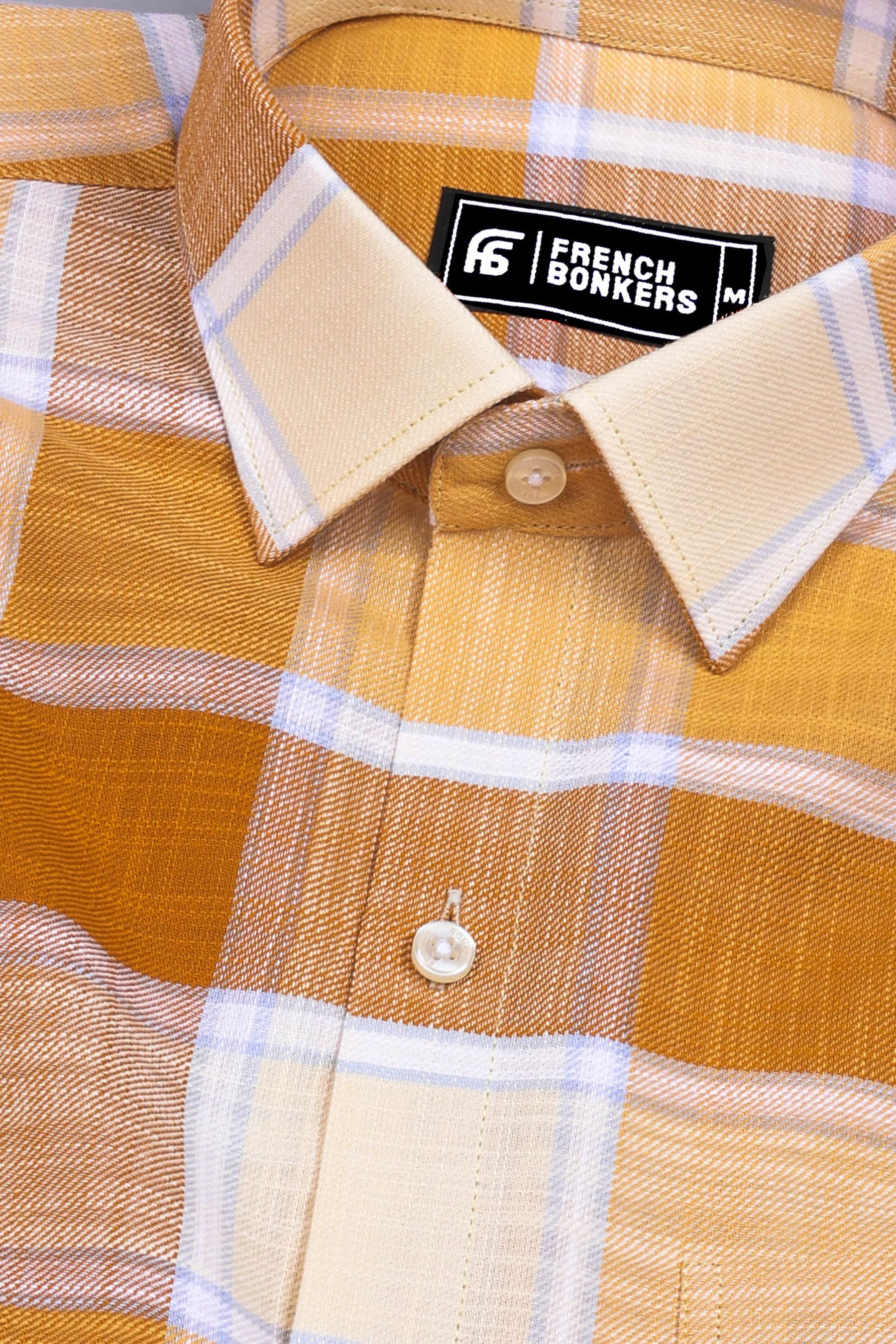 Mustard Yellow with White Windowpane Check Shirt