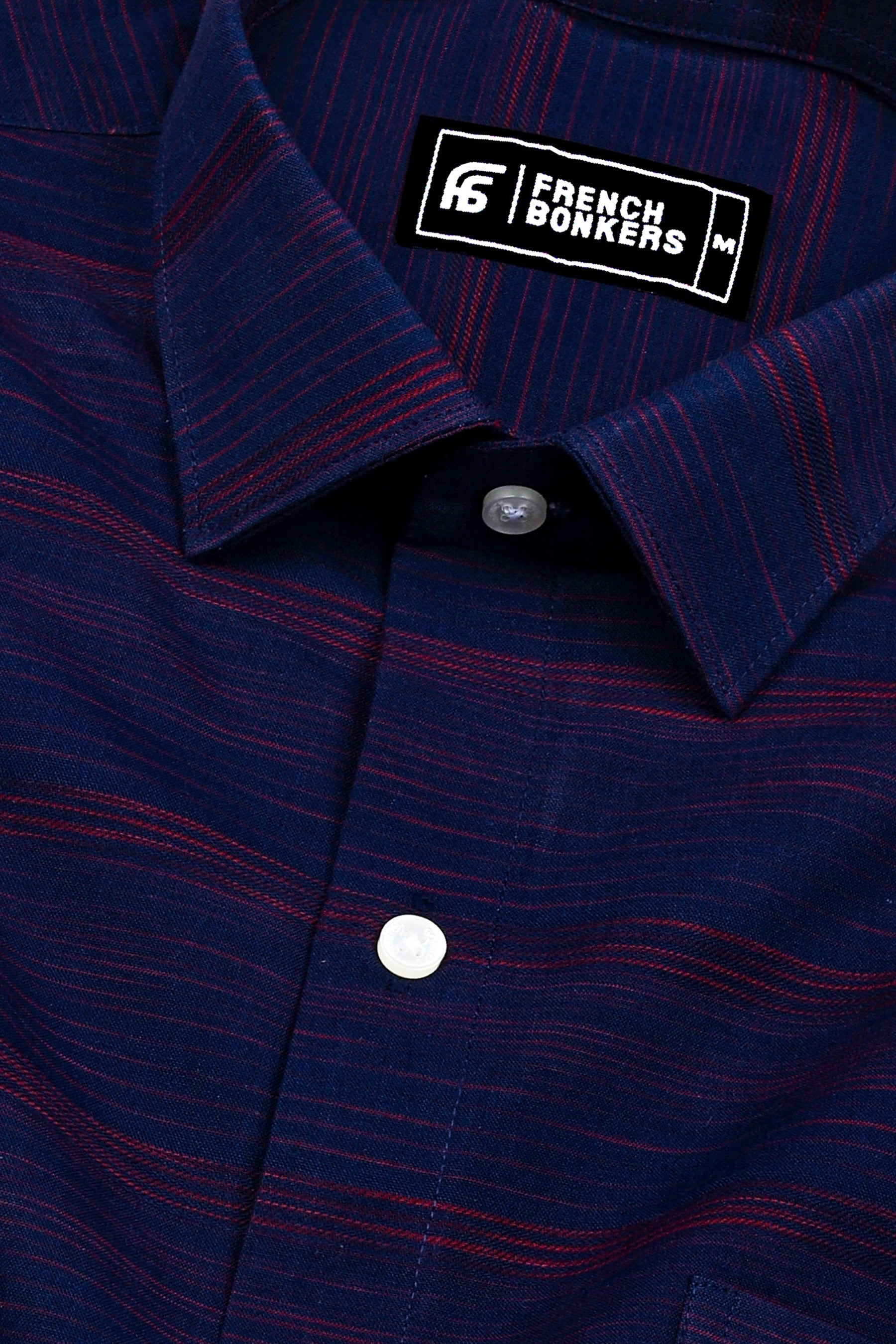 Red With Navyblue Shaded Stripe Shirt