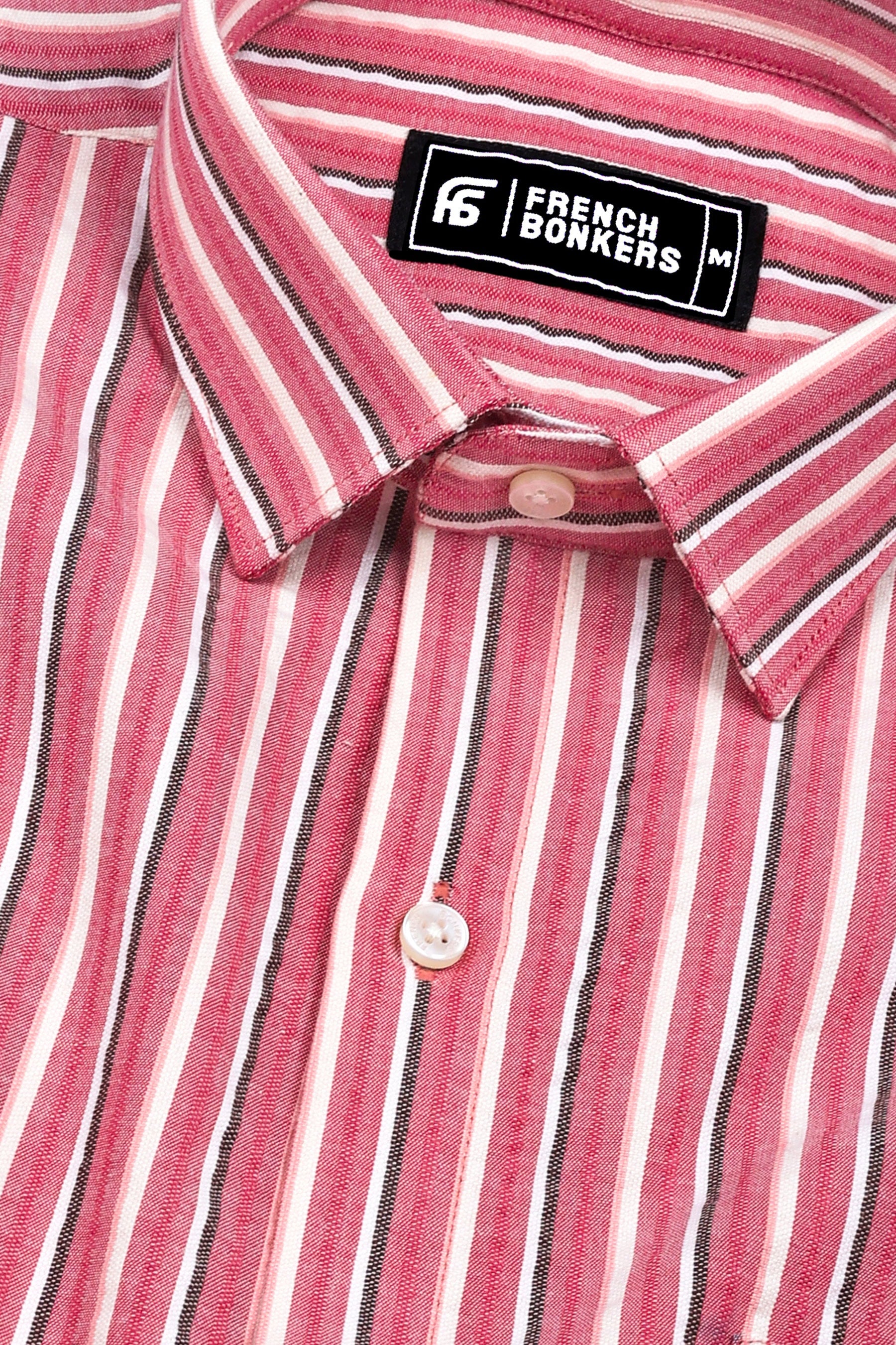 Dusty Rose With Multi Color Stripe Shirt