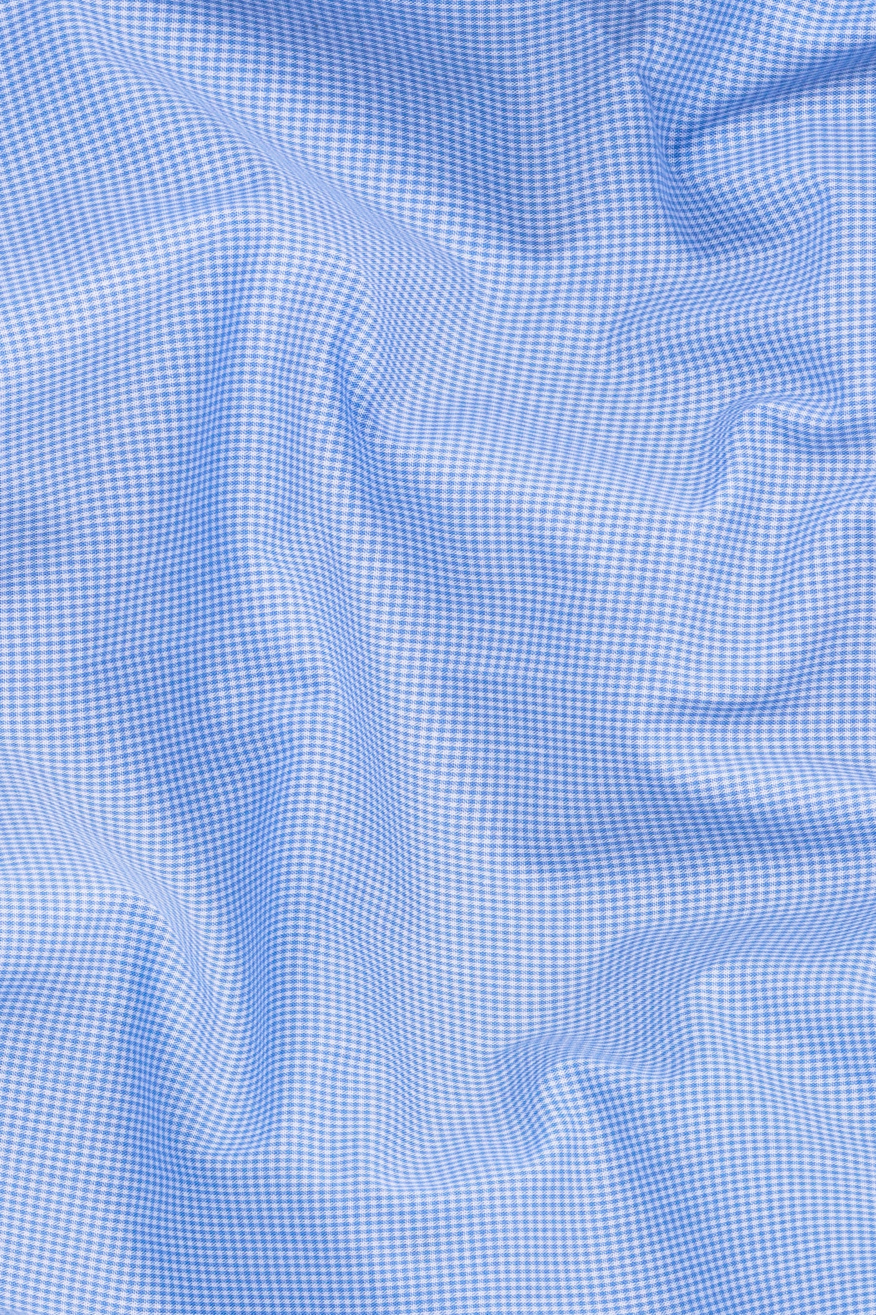 Powder blue with white mini micro check cotton shirt