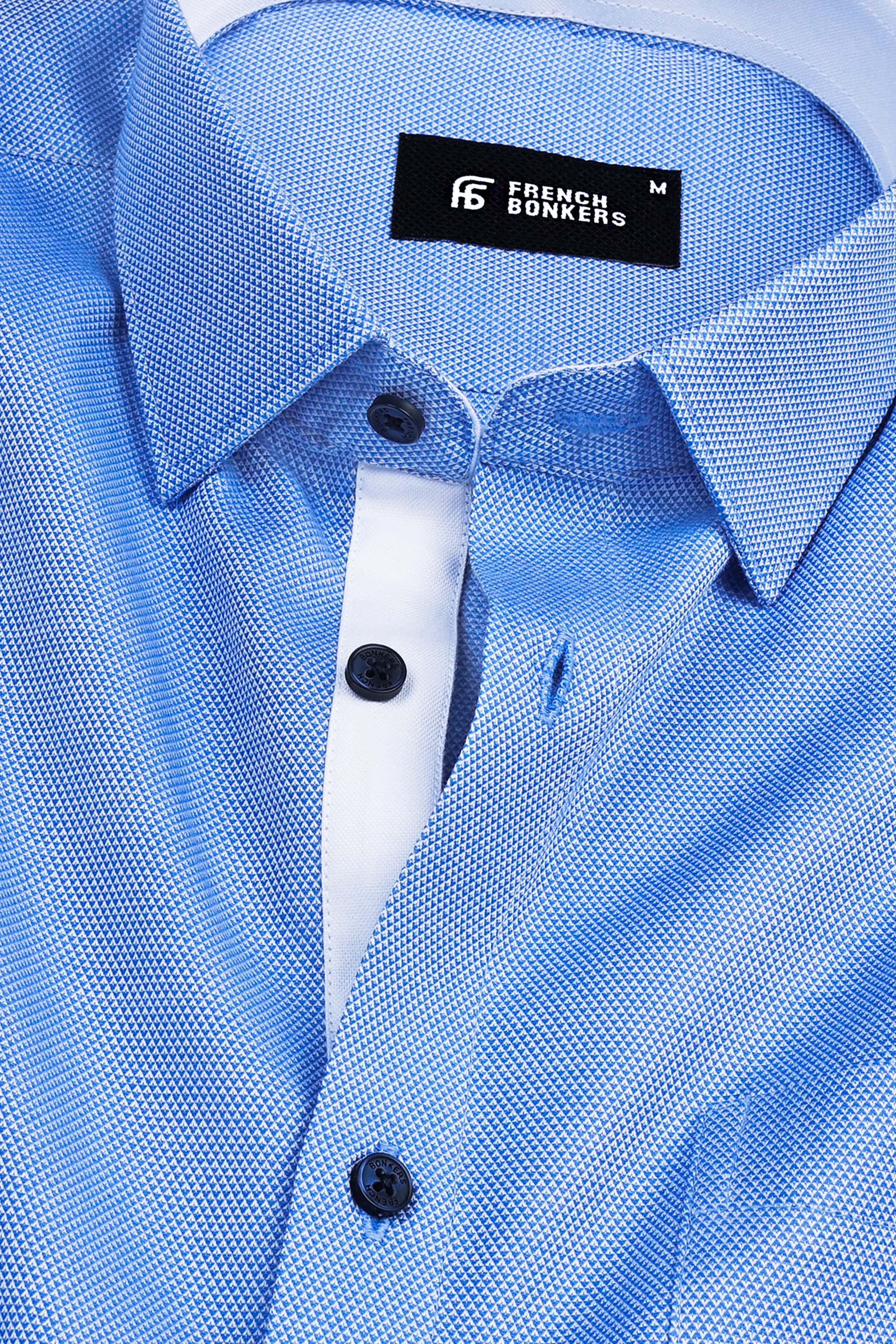 Liberty blue dobby texture cotton shirt