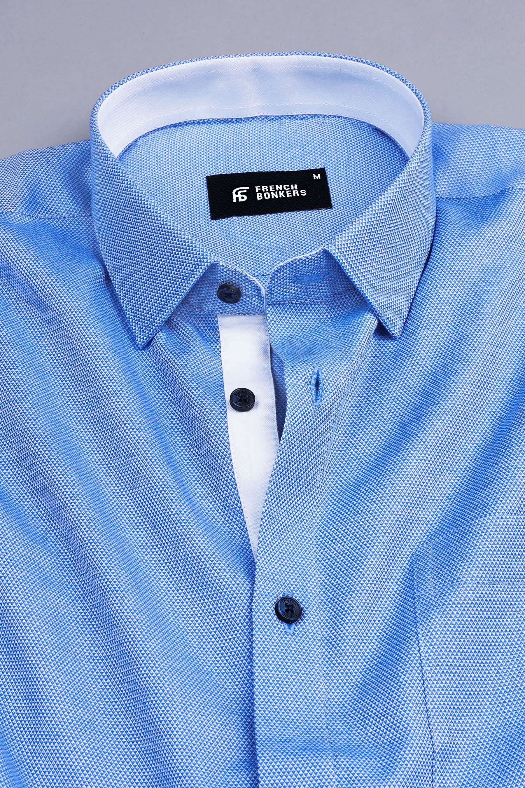 Liberty blue dobby texture cotton shirt