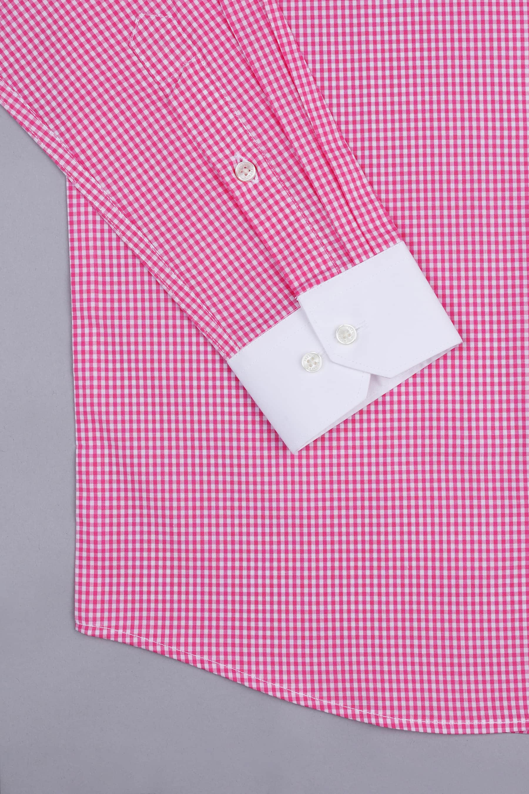 Barbie pink with white pin check cotton shirt