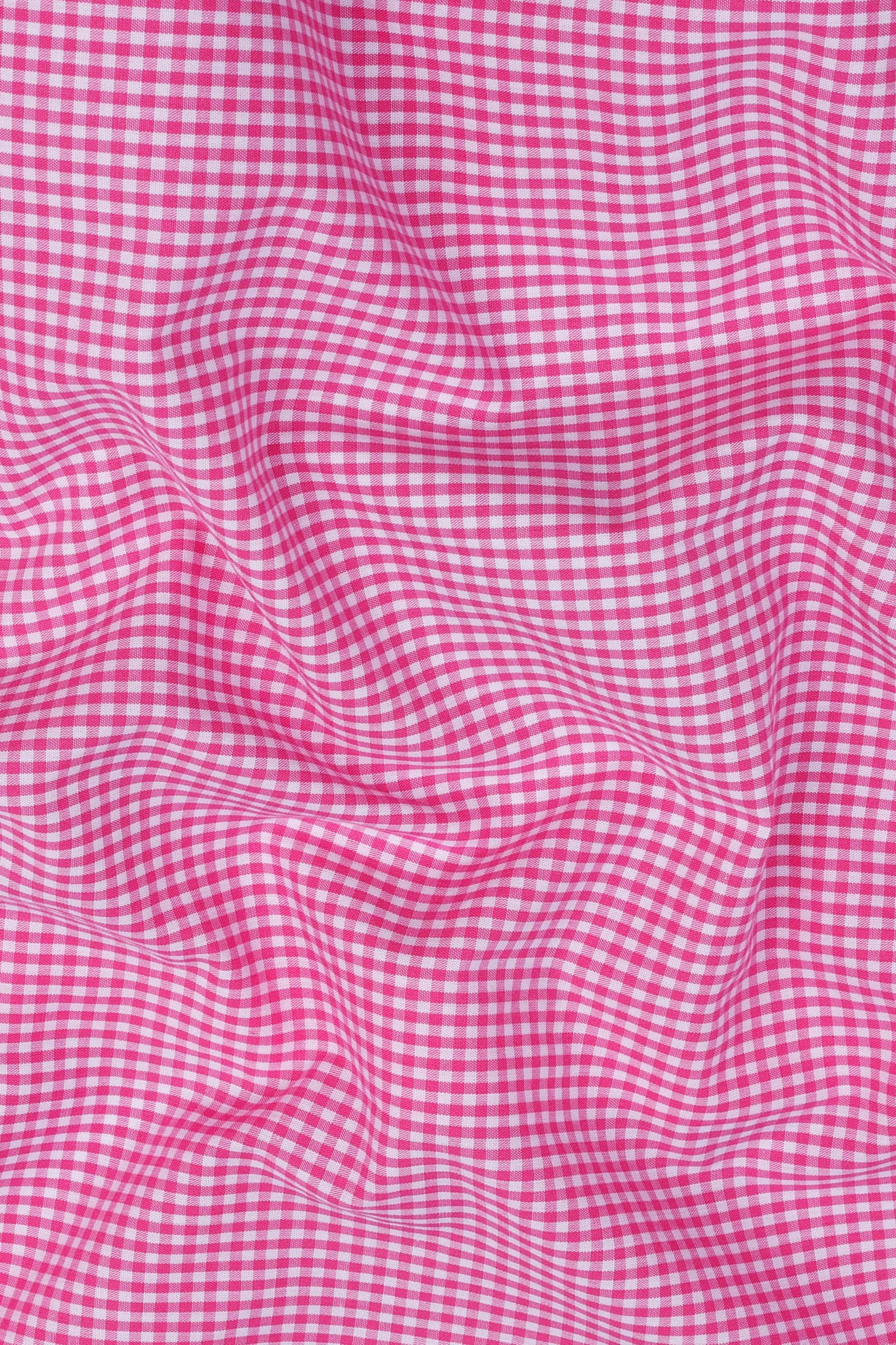Barbie pink with white pin check cotton shirt