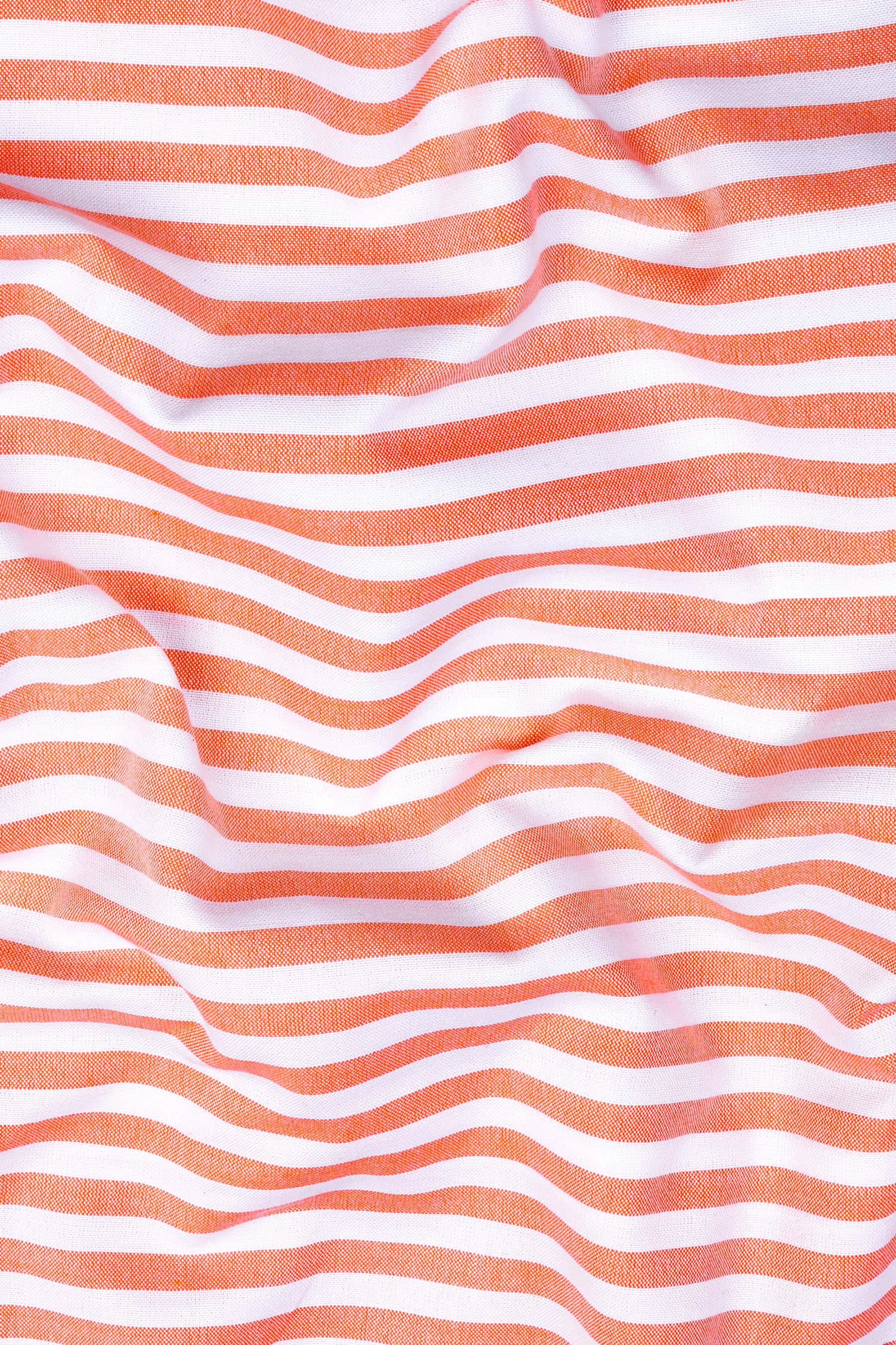 Cantaloupe orange with white oxford bengal stripe shirt