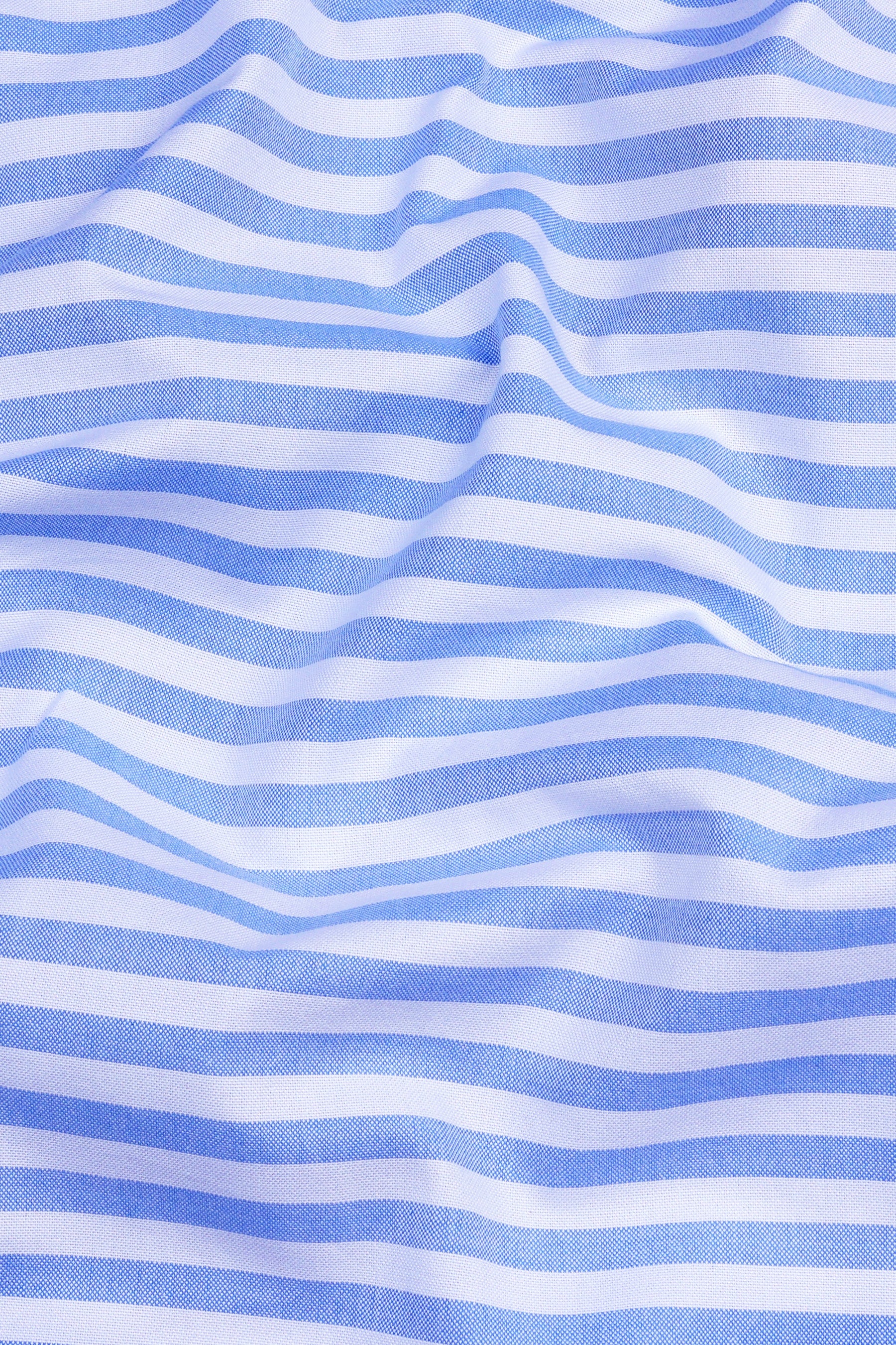 Cornflower blue with white oxford bengal stripe shirt