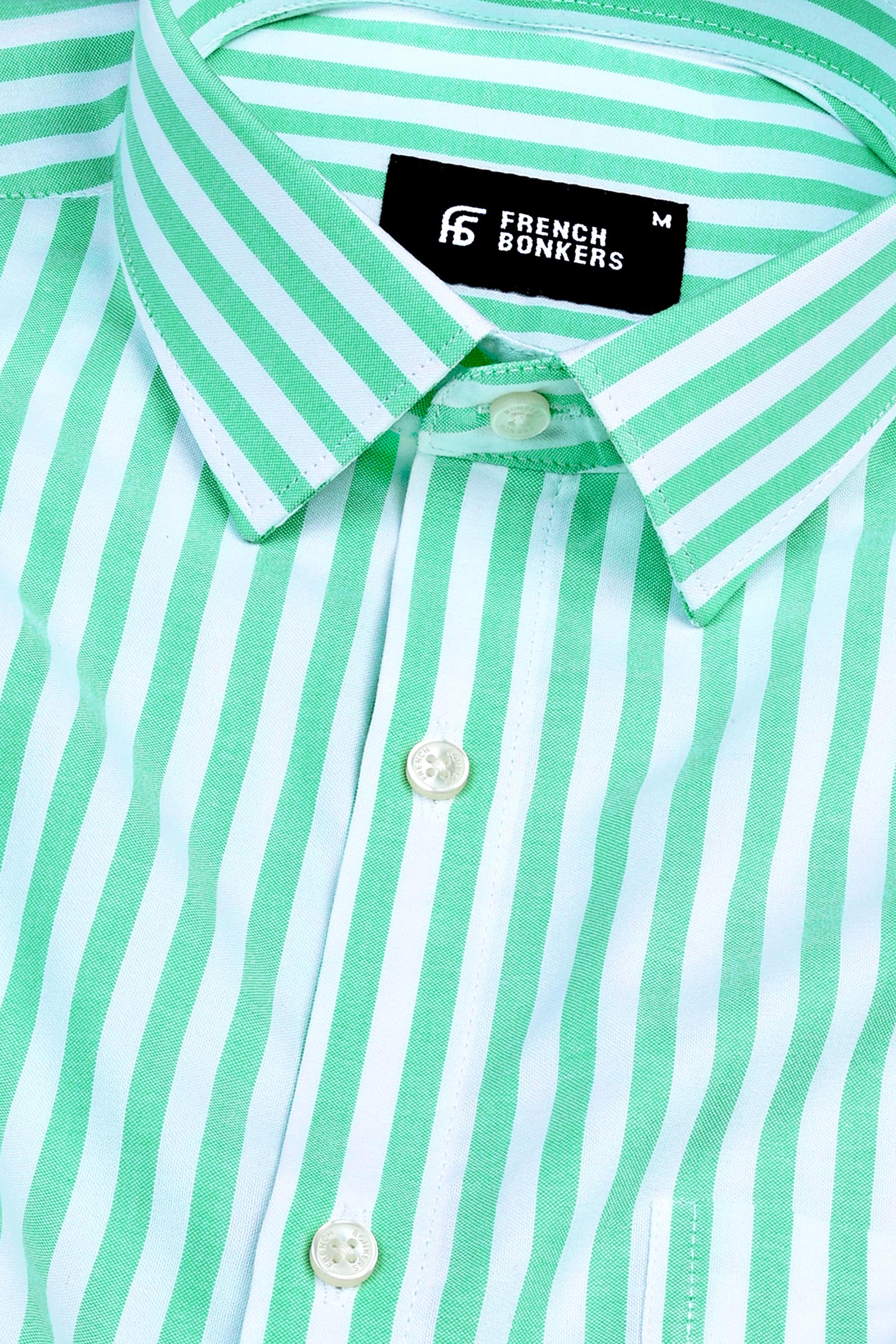 Mint green with white oxford bengal stripe shirt