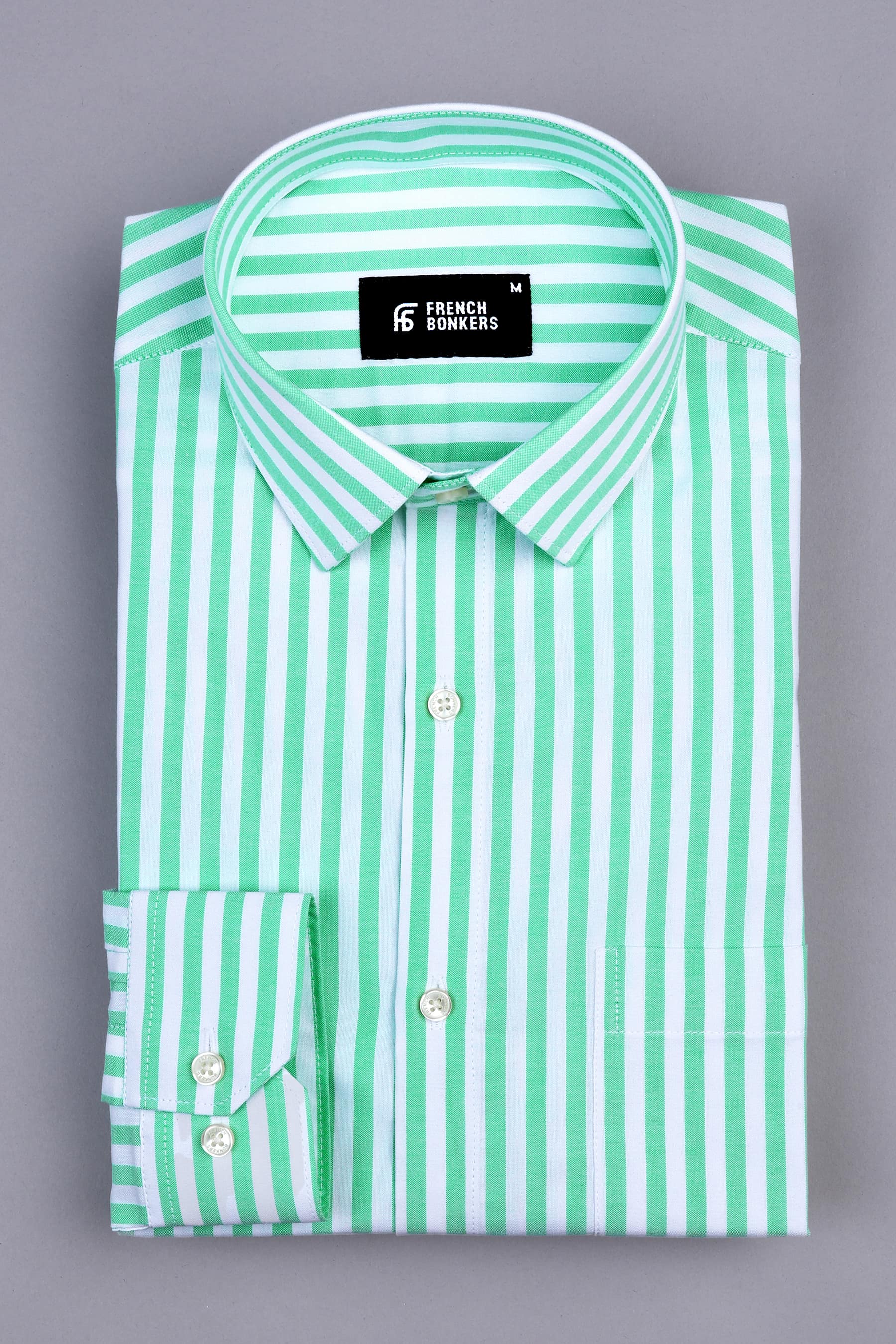 Mint green with white oxford bengal stripe shirt