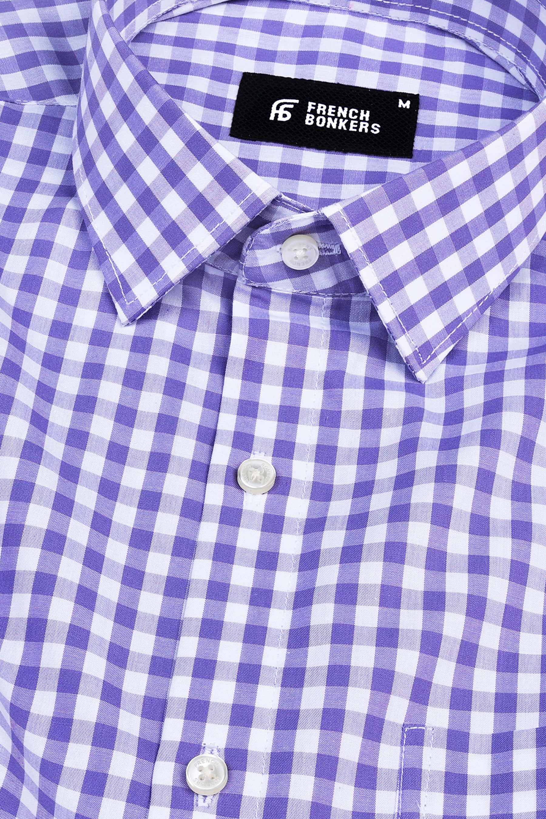 Royal purple with white oxford gingham check shirt