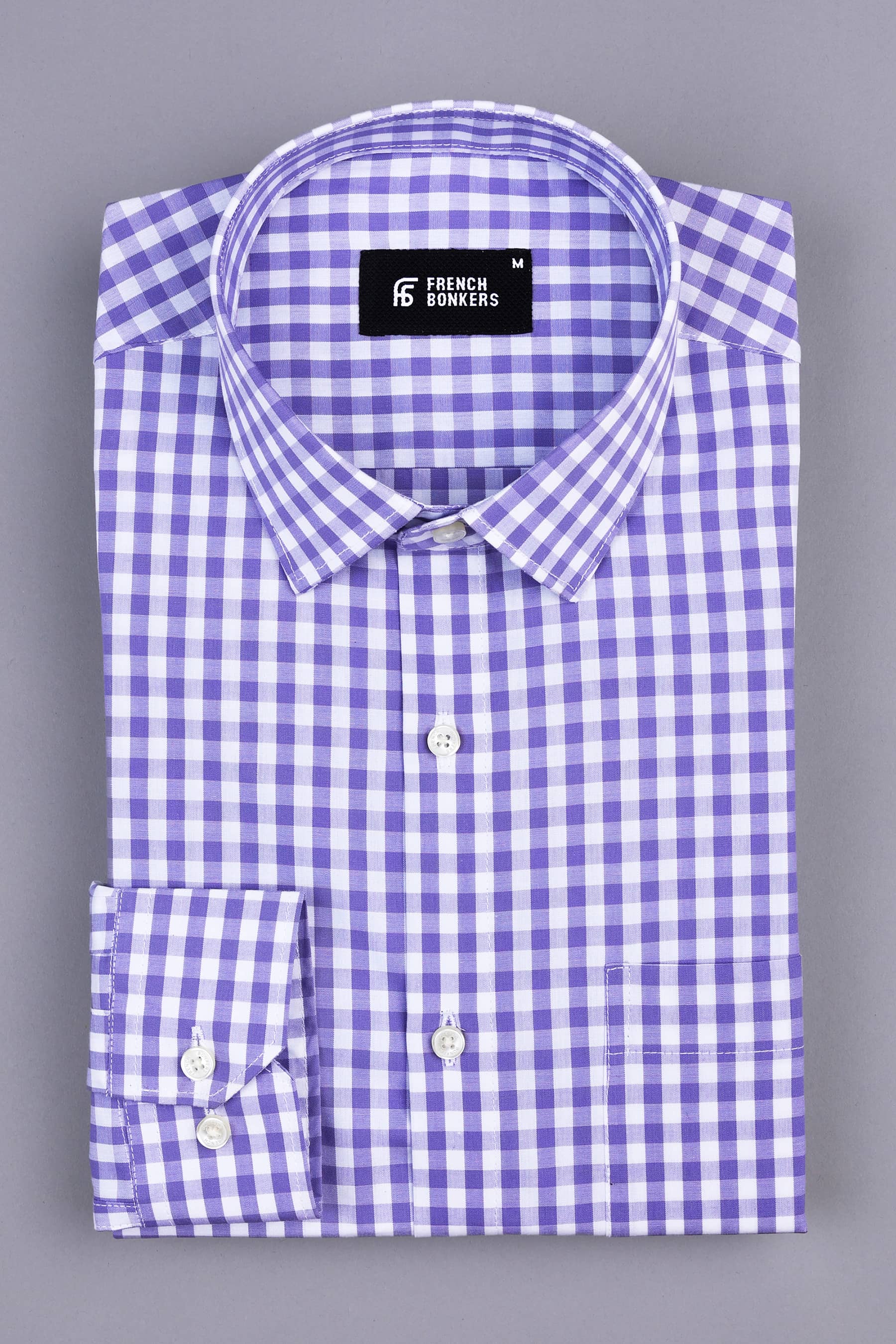 Royal purple with white oxford gingham check shirt