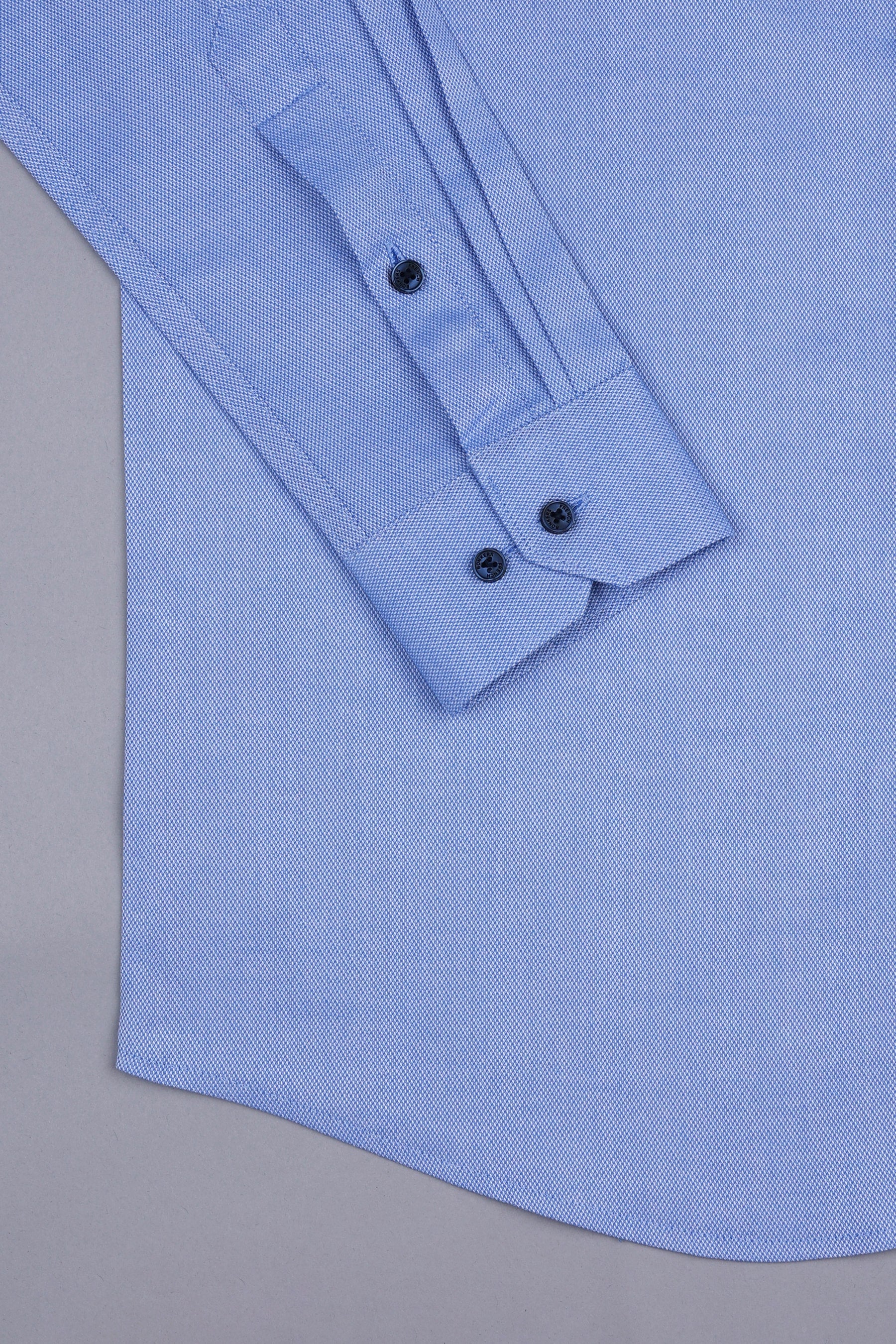Azure blue dobby texture cotton shirt