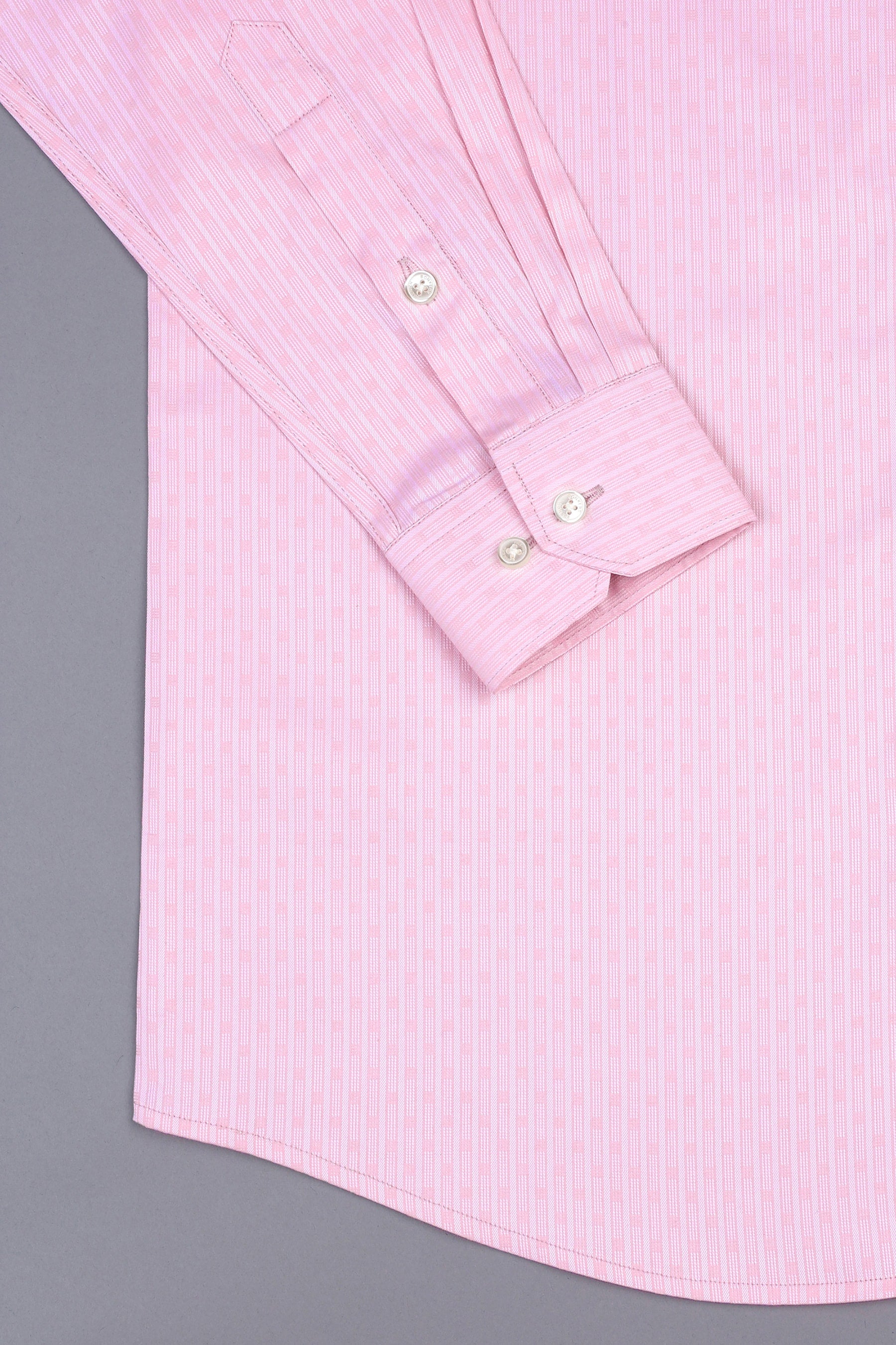 Baby pink stripe pattern jacquard shirt