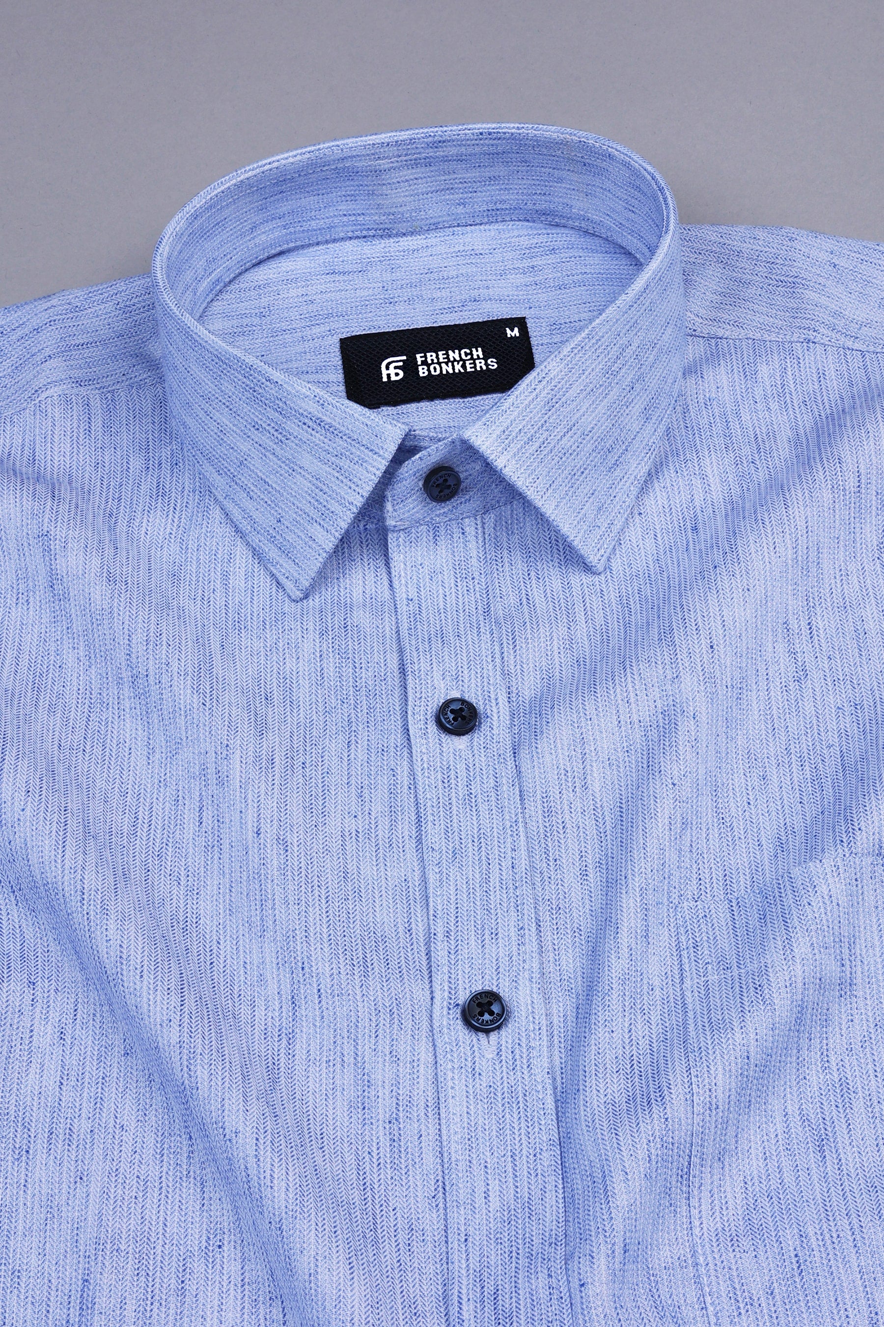 Blue herringbone texture cotton shirt