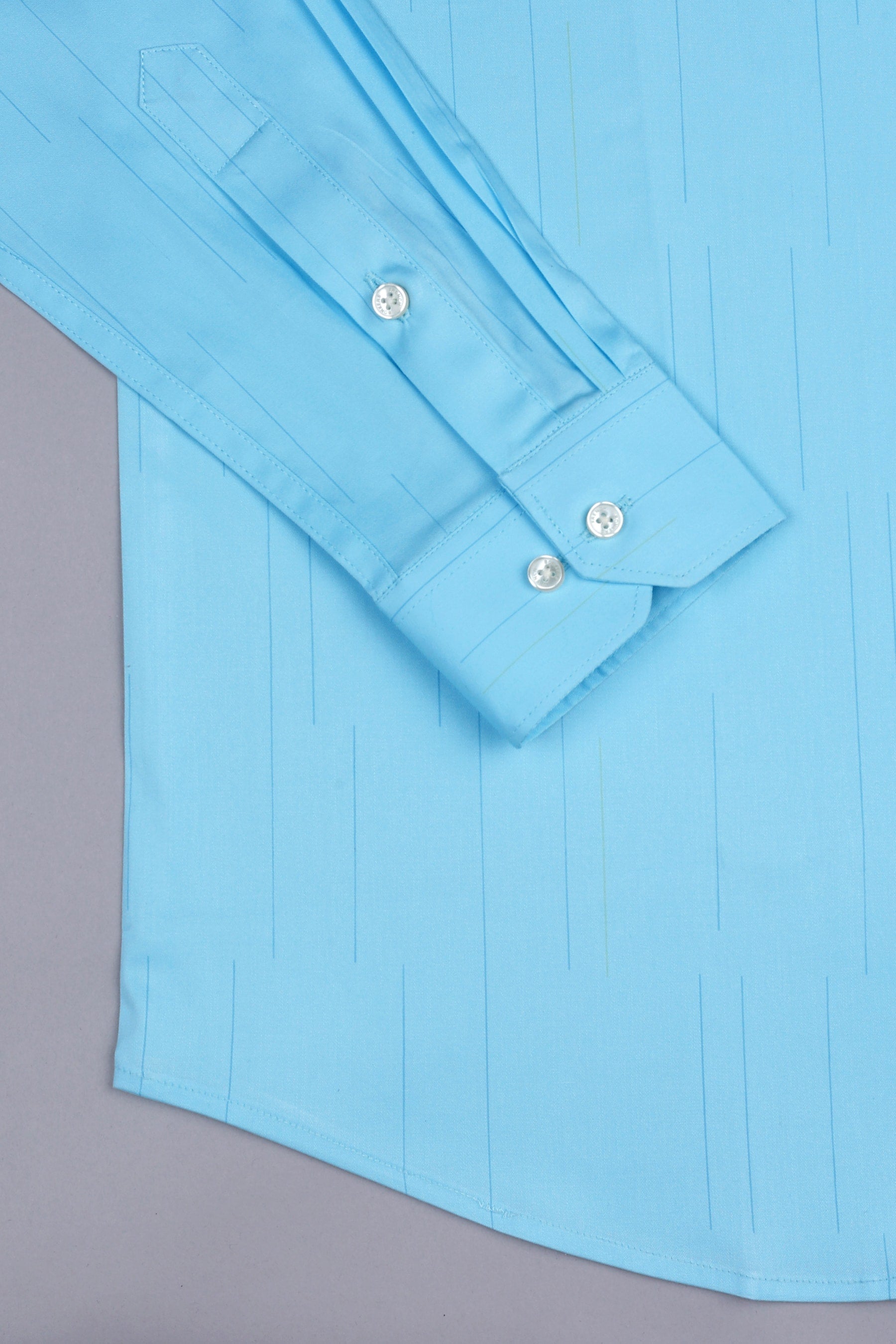 Arctic light blue self lines cotton shirt