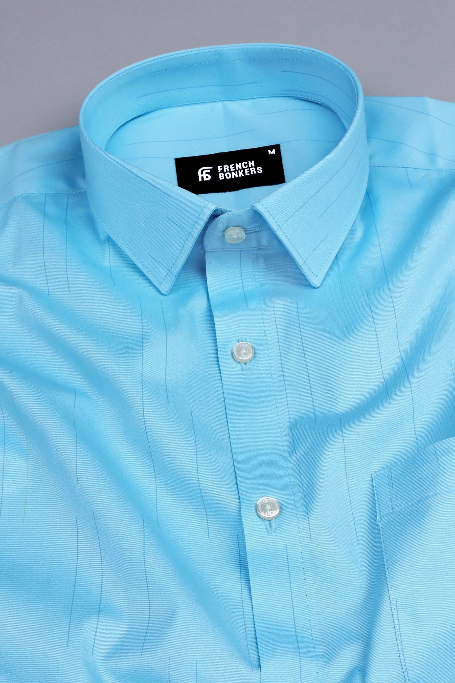 Arctic light blue self lines cotton shirt