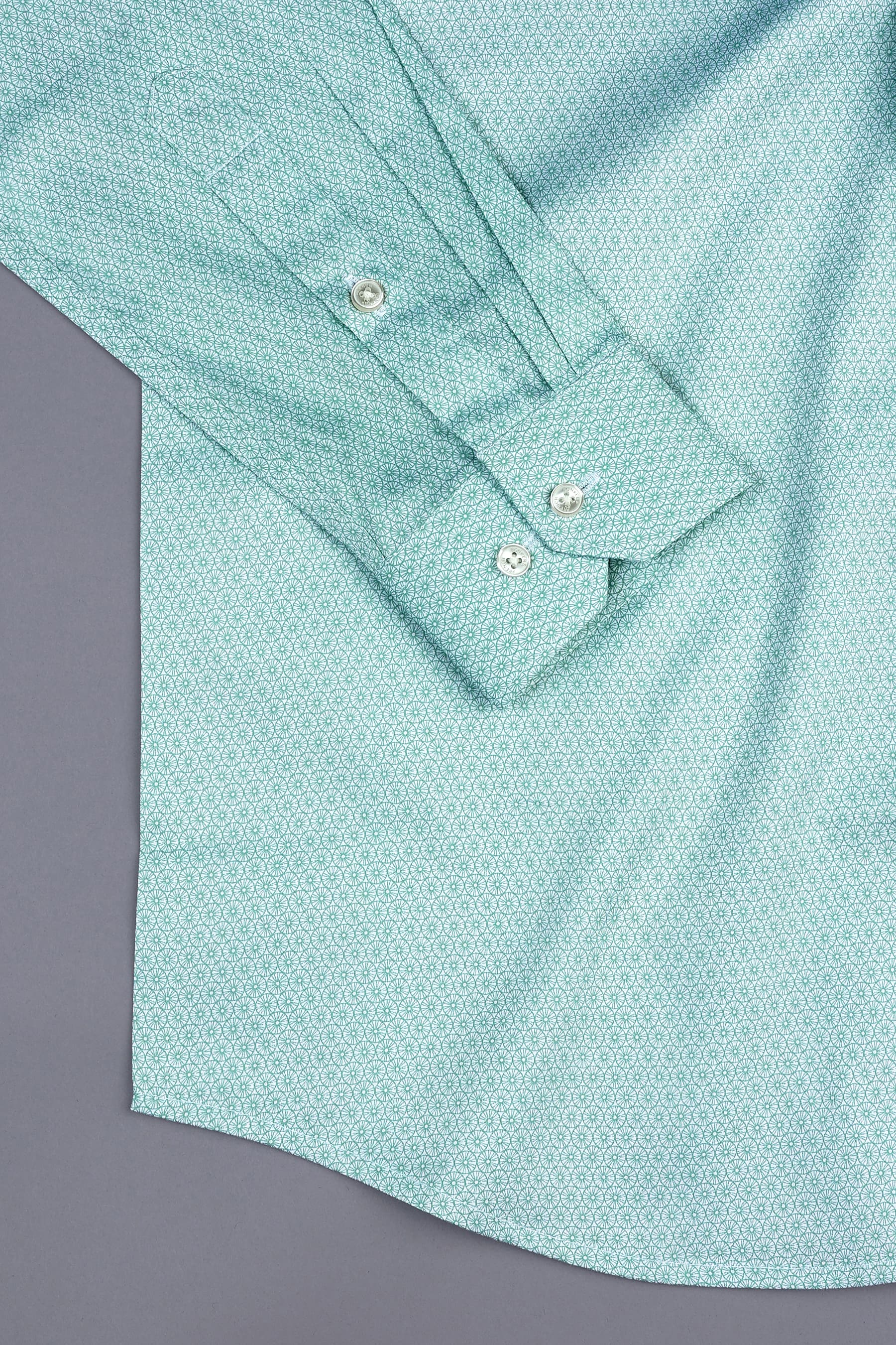 Kelly green with orange slice printed satin shirt