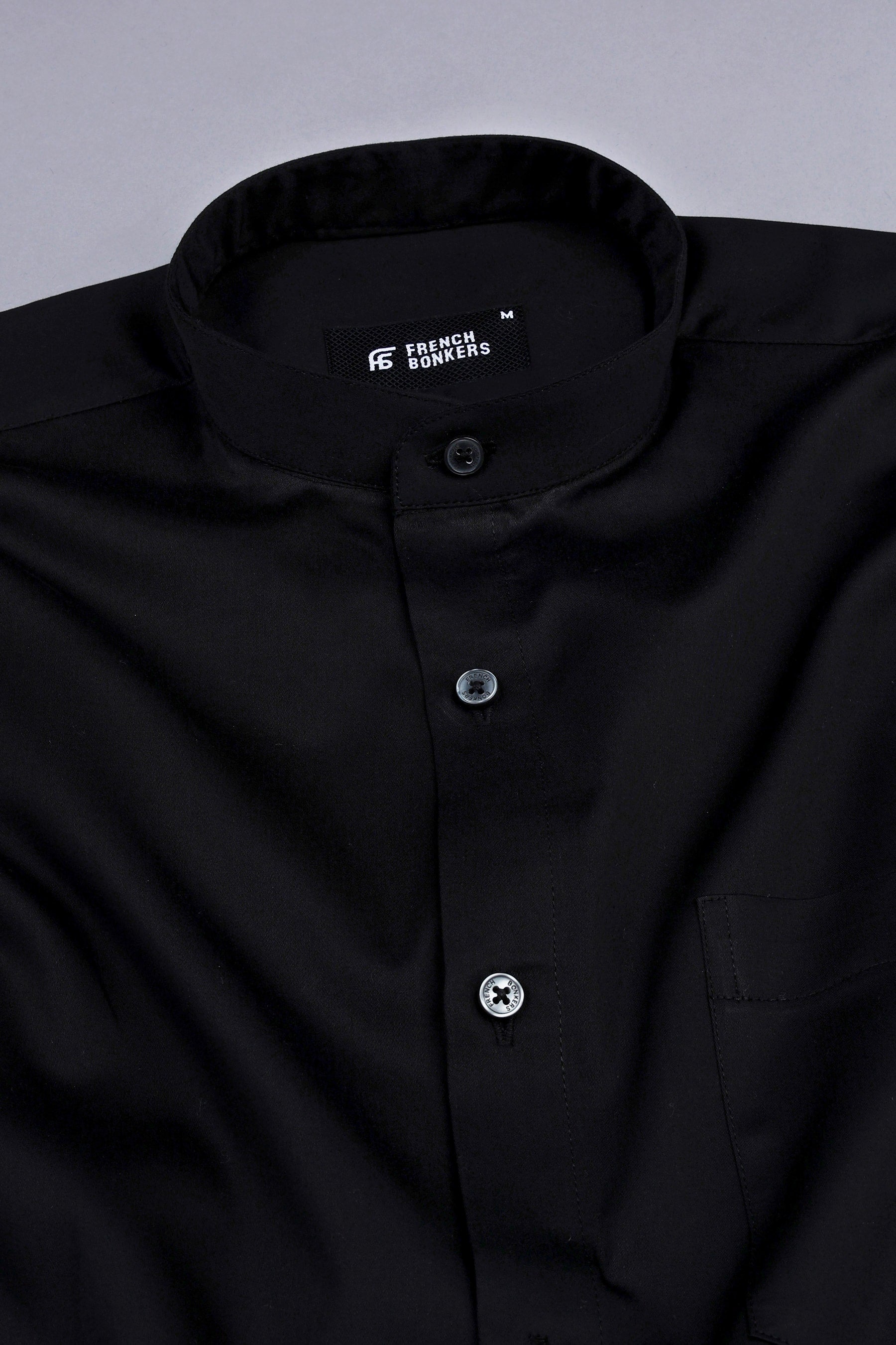 Jade black solid cotton shirt