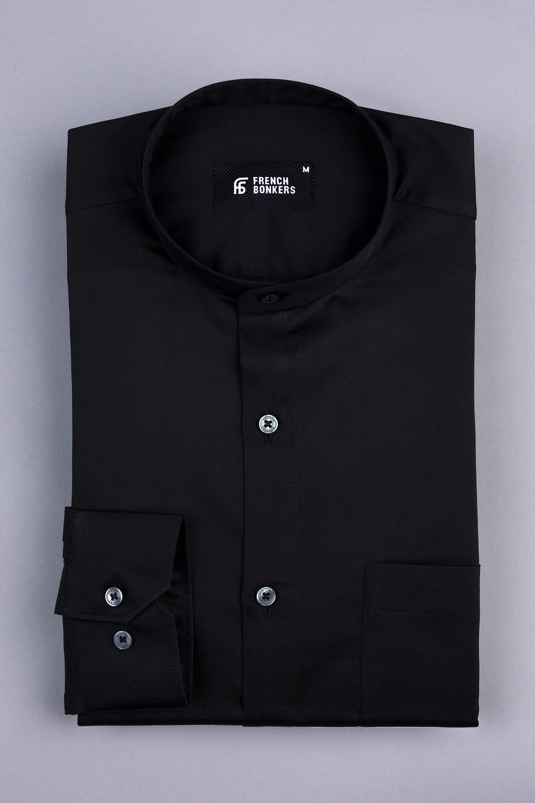 Jade black solid cotton shirt