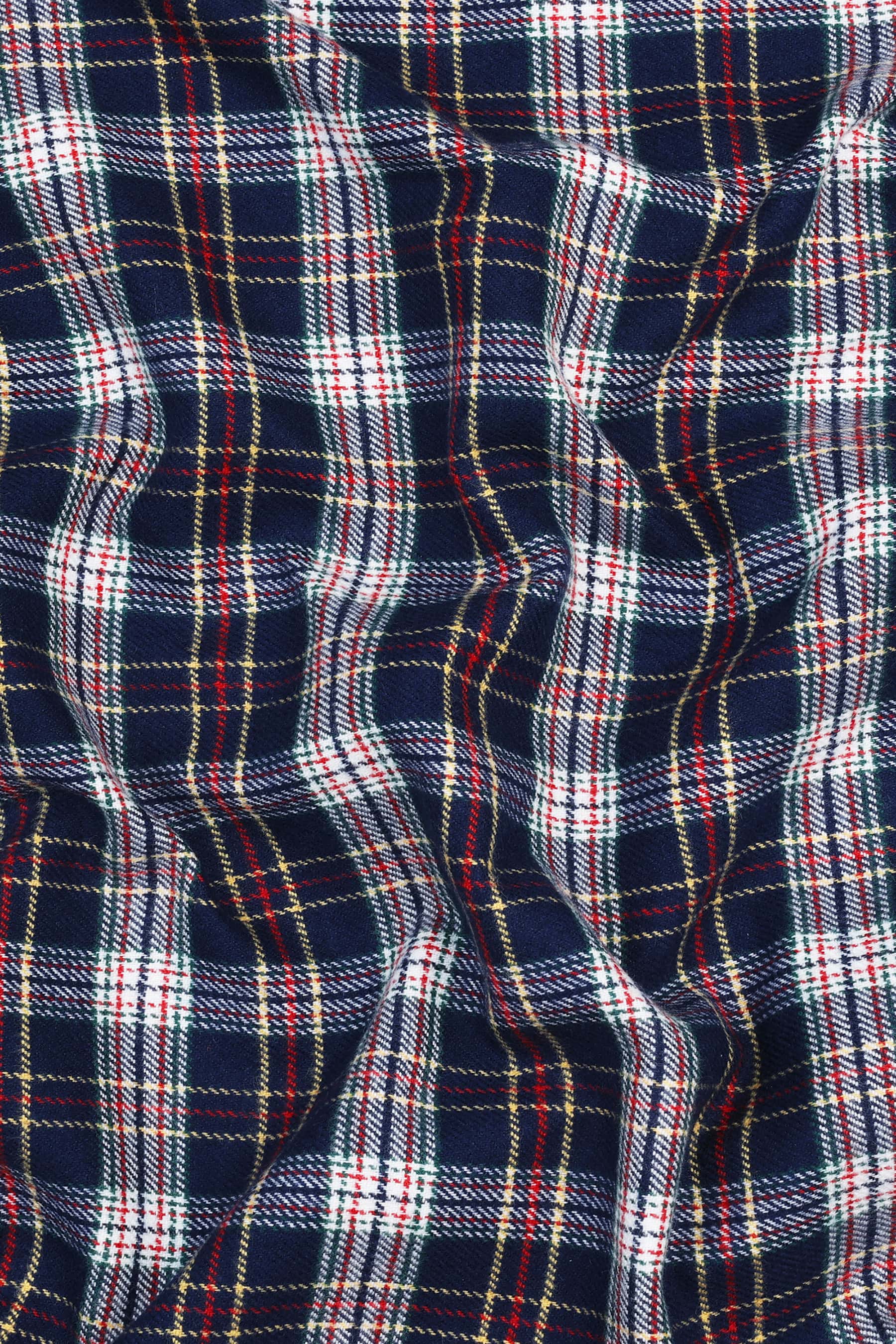 Space blue with multi coloured tartan plaid check shirt