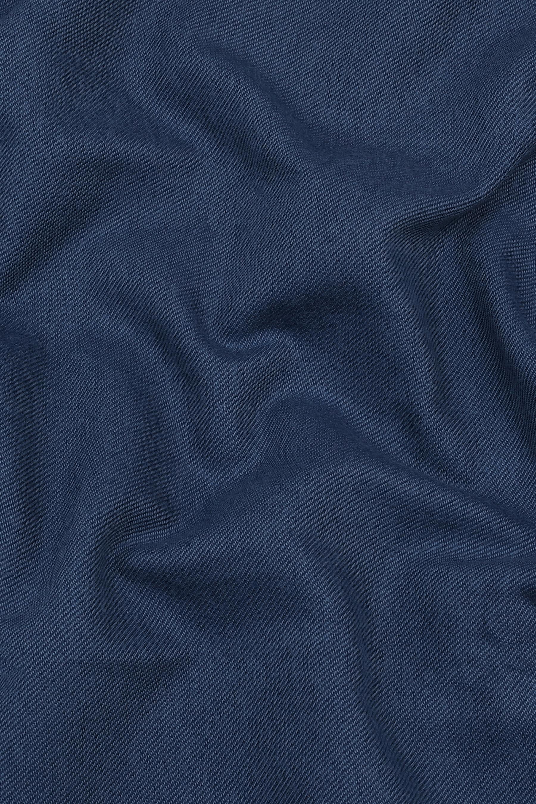Peacock blue twill texture cotton shirt