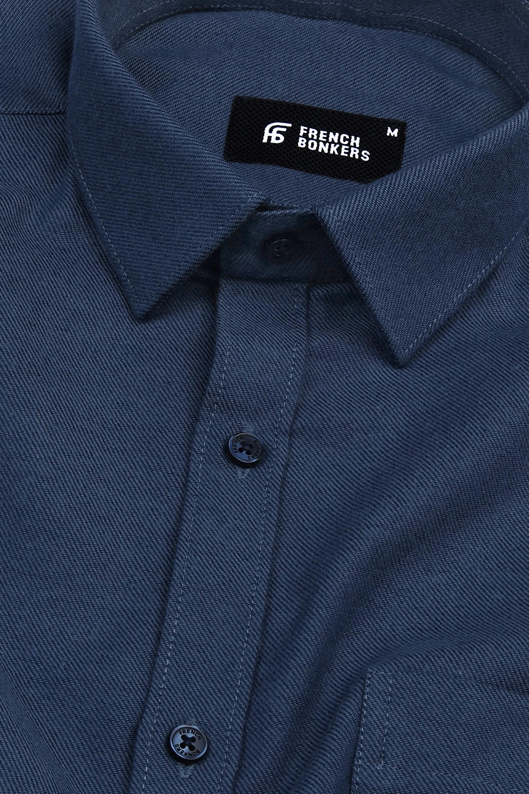 Peacock blue twill texture cotton shirt