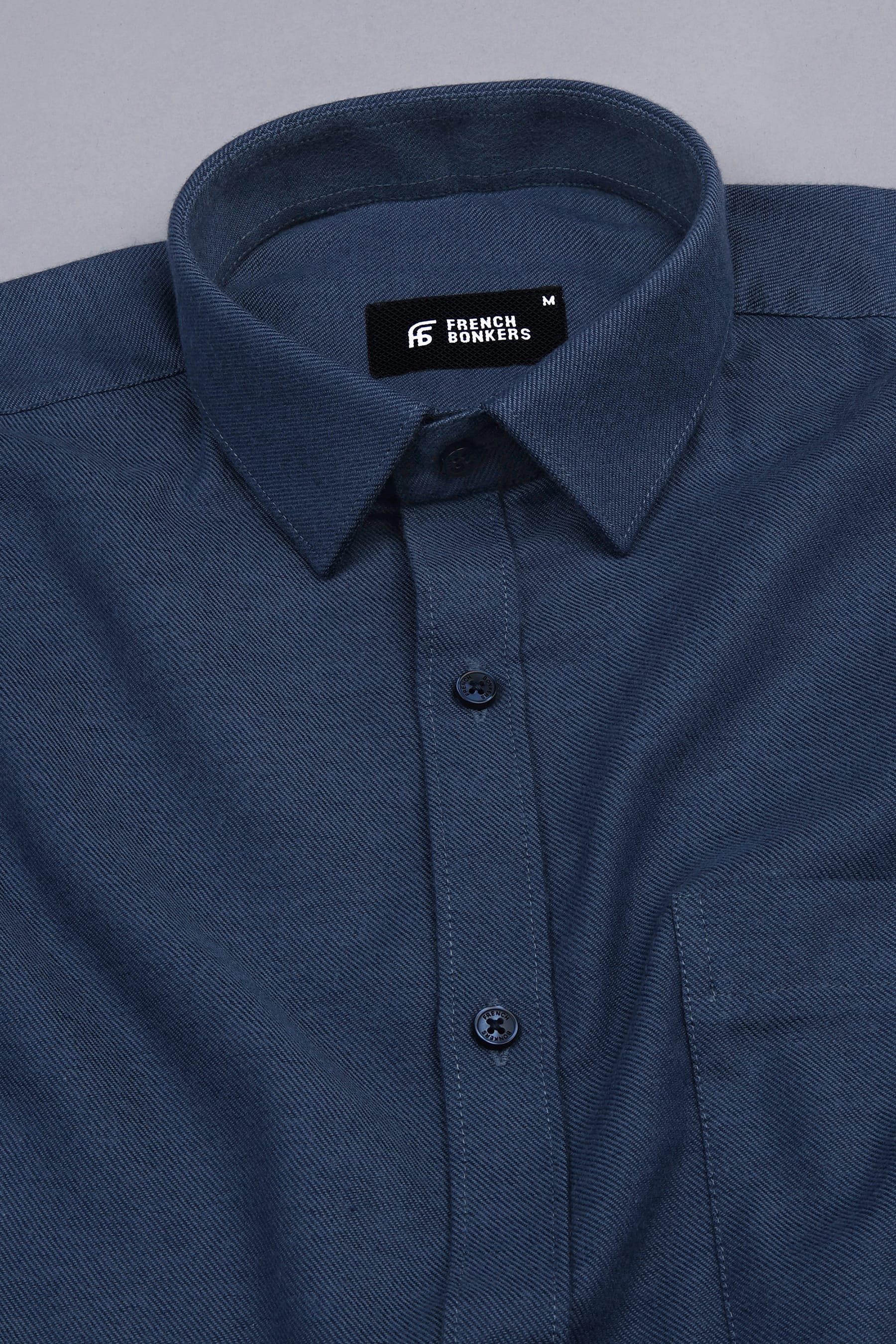 Peacock blue twill texture cotton shirt