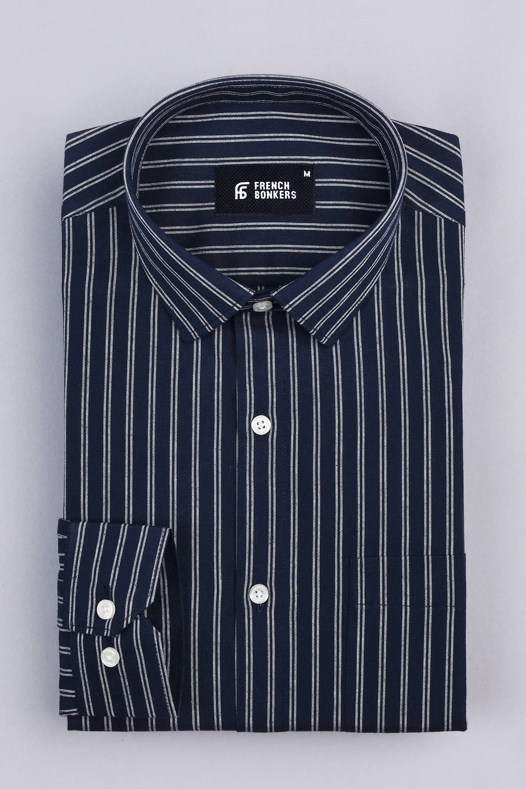 Astros navy blue with white double line regency stripe shirt