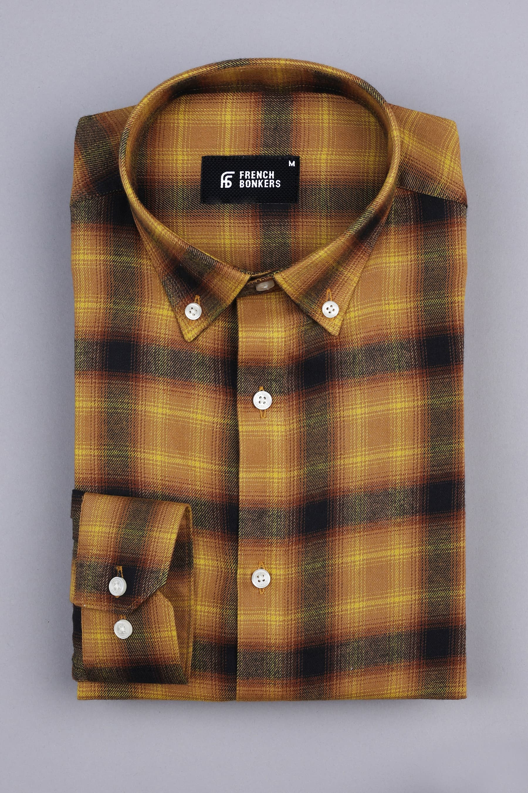 Banana with mikado yellow tartan plaid check shirt