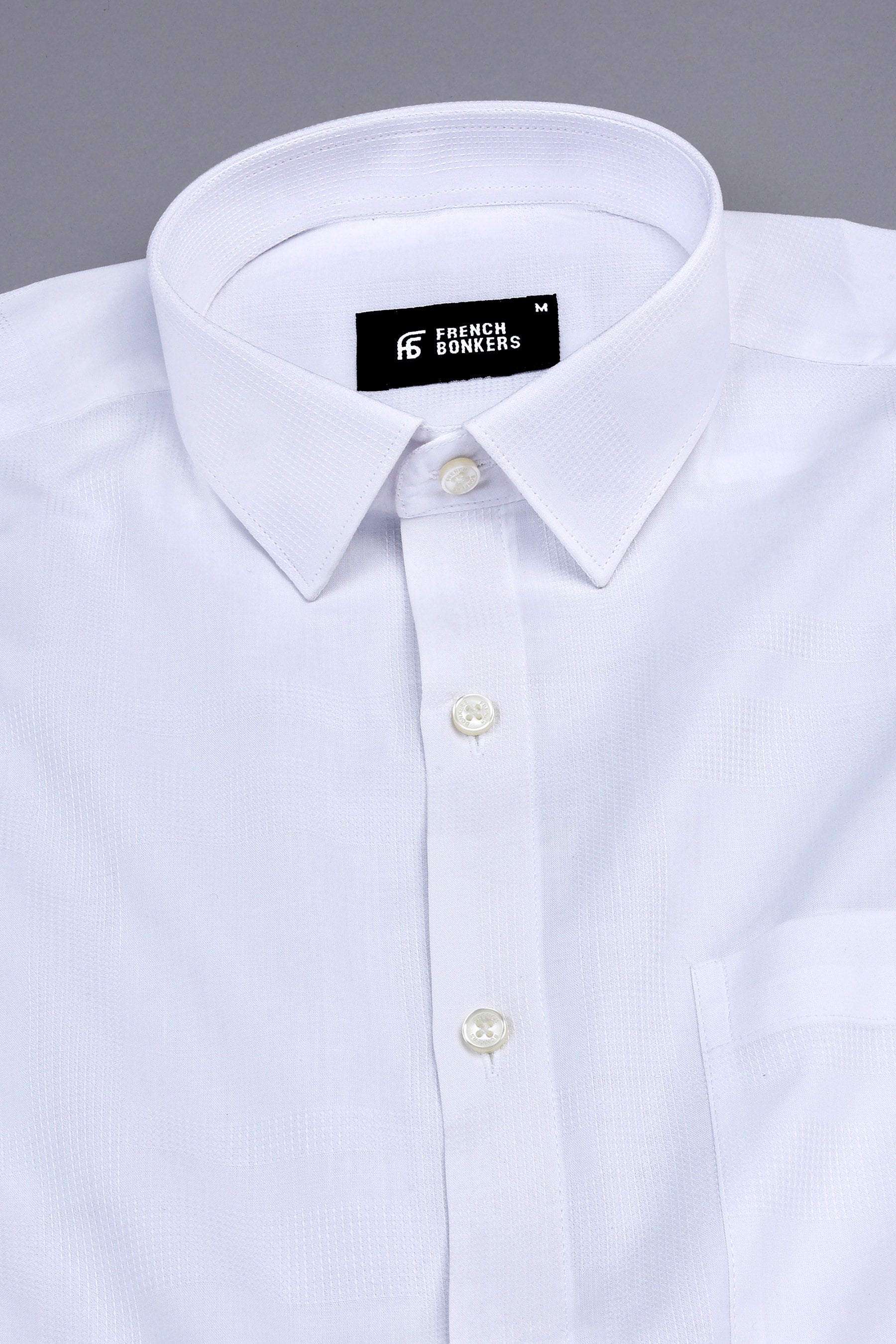 Pearl white jacquard cotton shirt