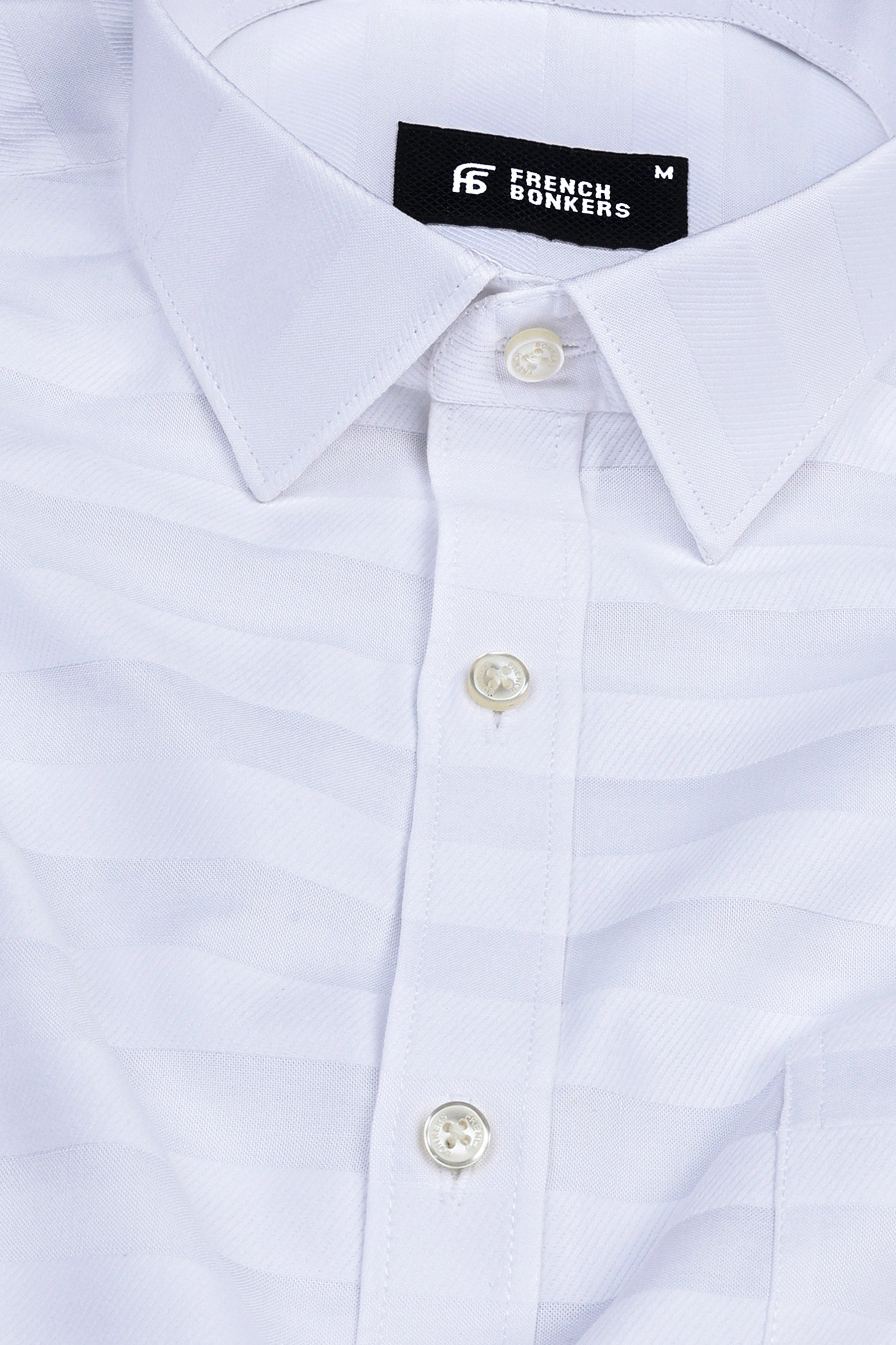 Snow white awning stripe shirt