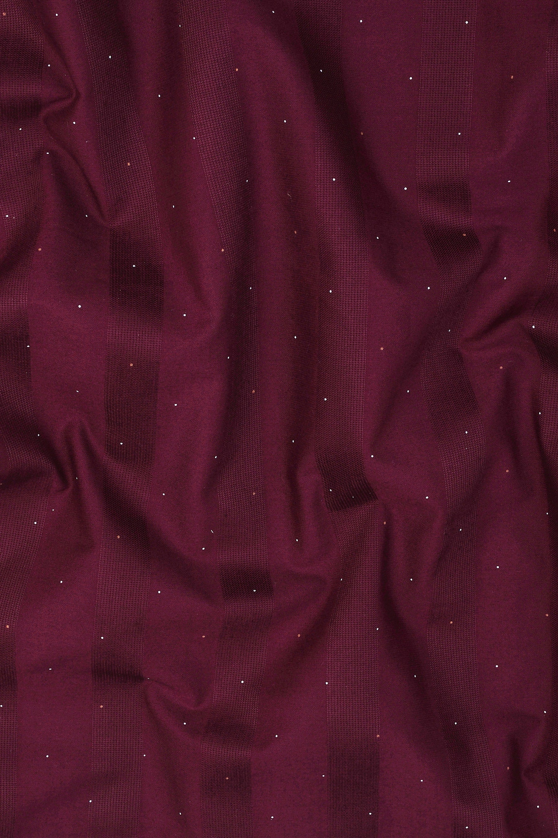 Wine red with dot printed awning stripe shirt