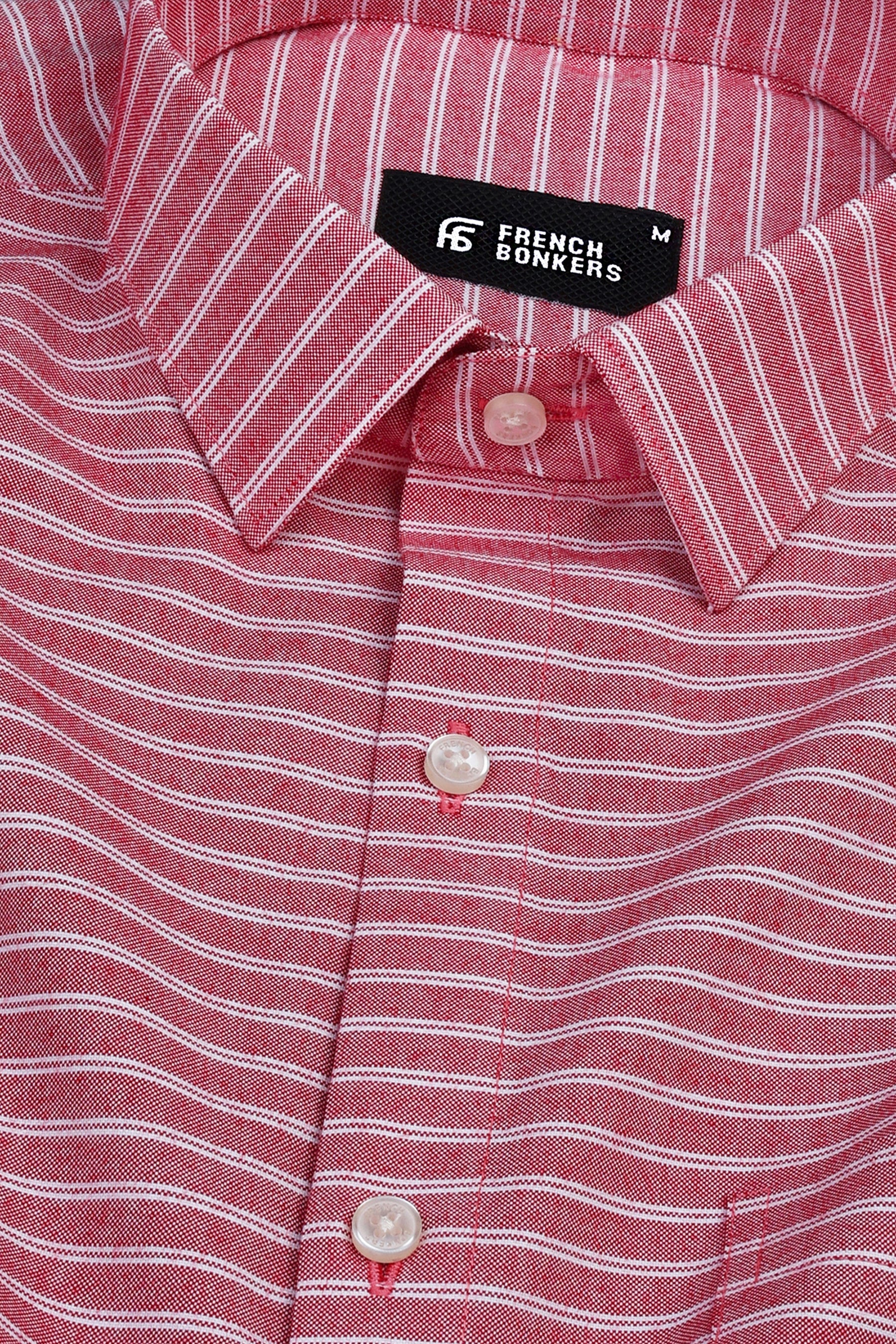Cardinal red with white double line regency stripe shirt