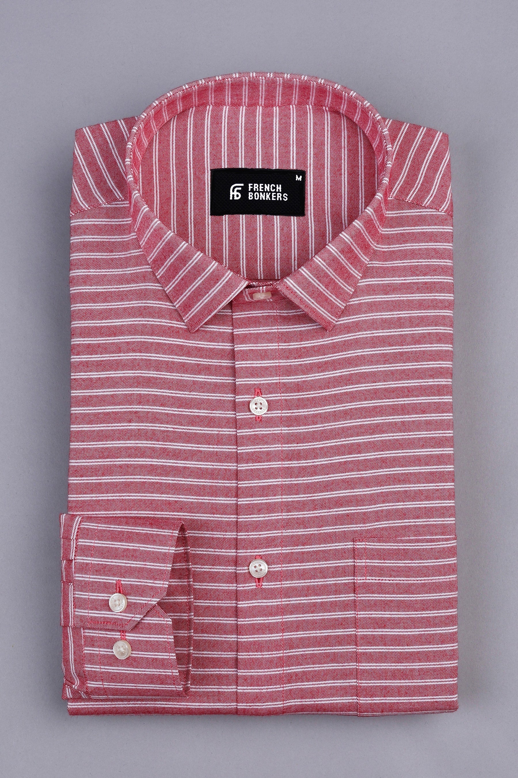 Cardinal red with white double line regency stripe shirt