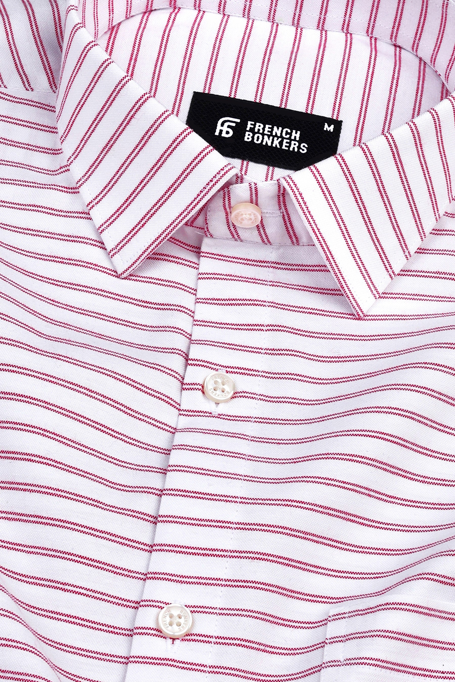 Salt white with cardinal red double line regency stripe shirt