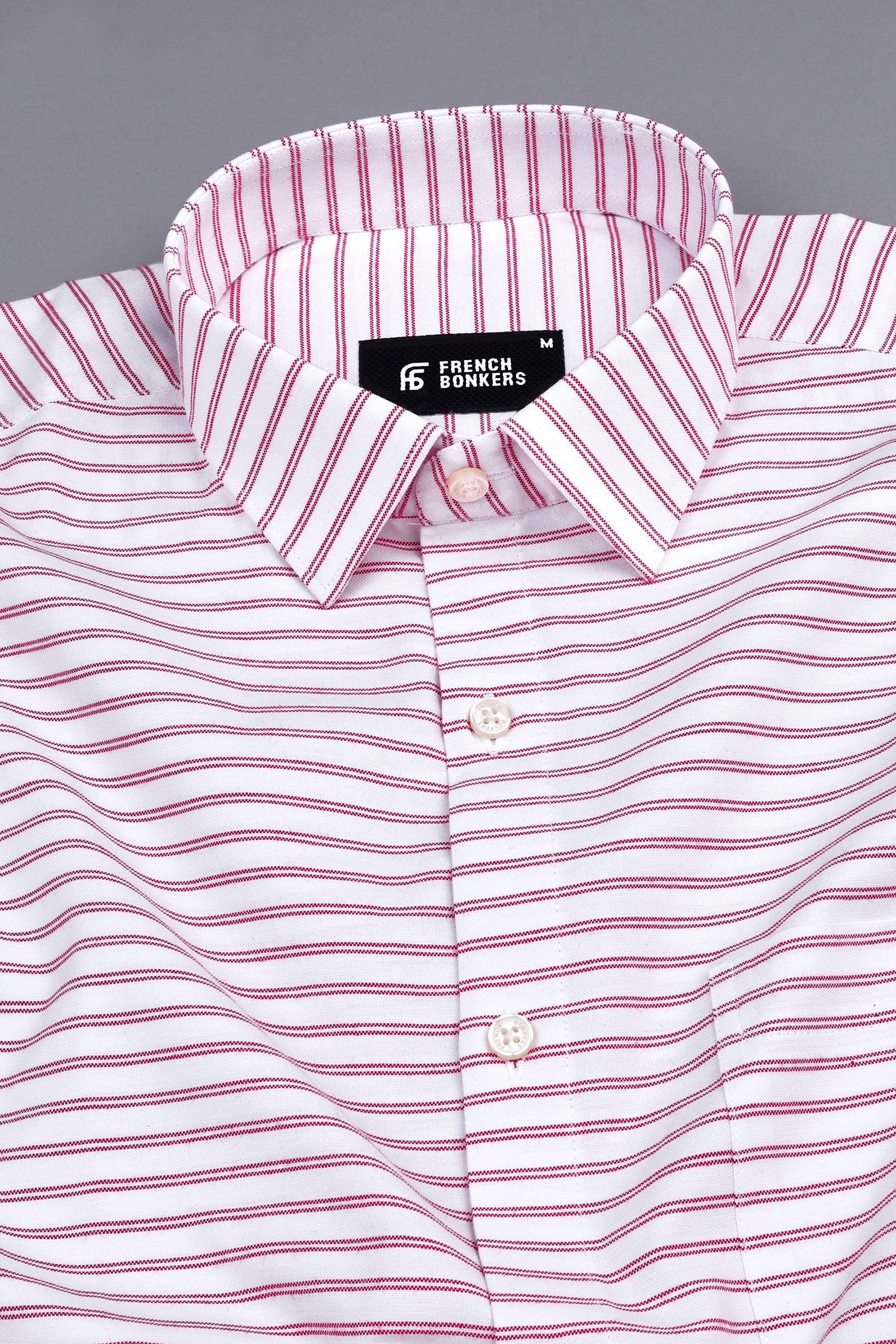 Salt white with cardinal red double line regency stripe shirt